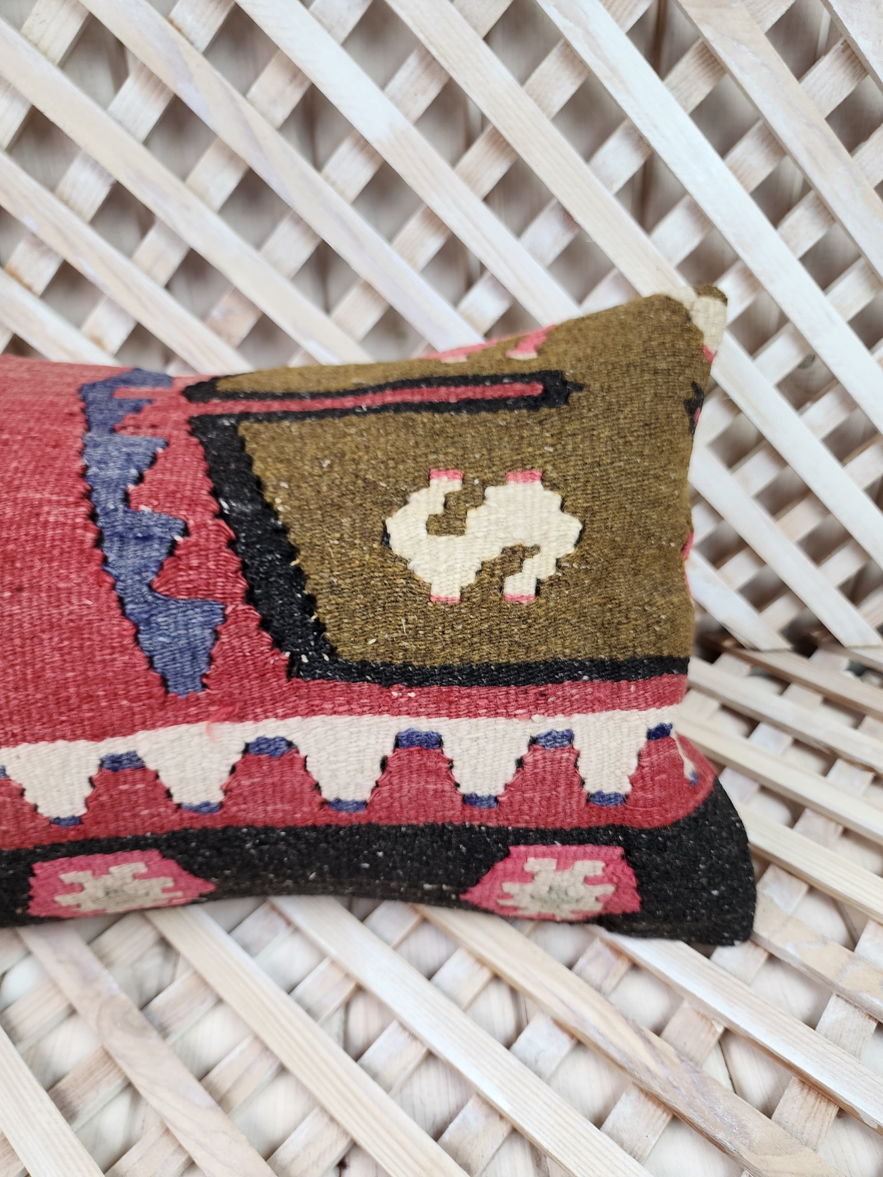 Lumbar Kilim Pillow Cover 12 x 20 in