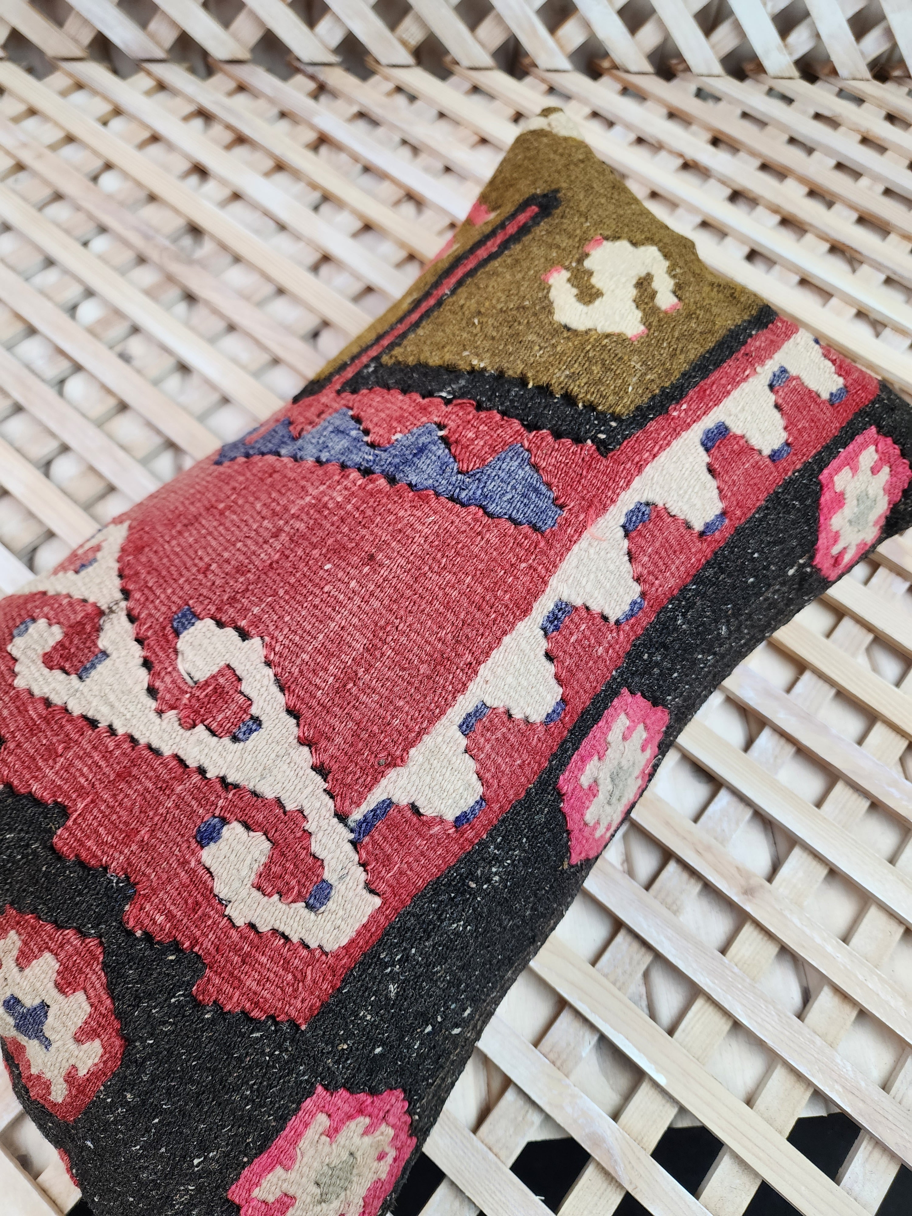 Lumbar Kilim Pillow Cover 12 x 20 in