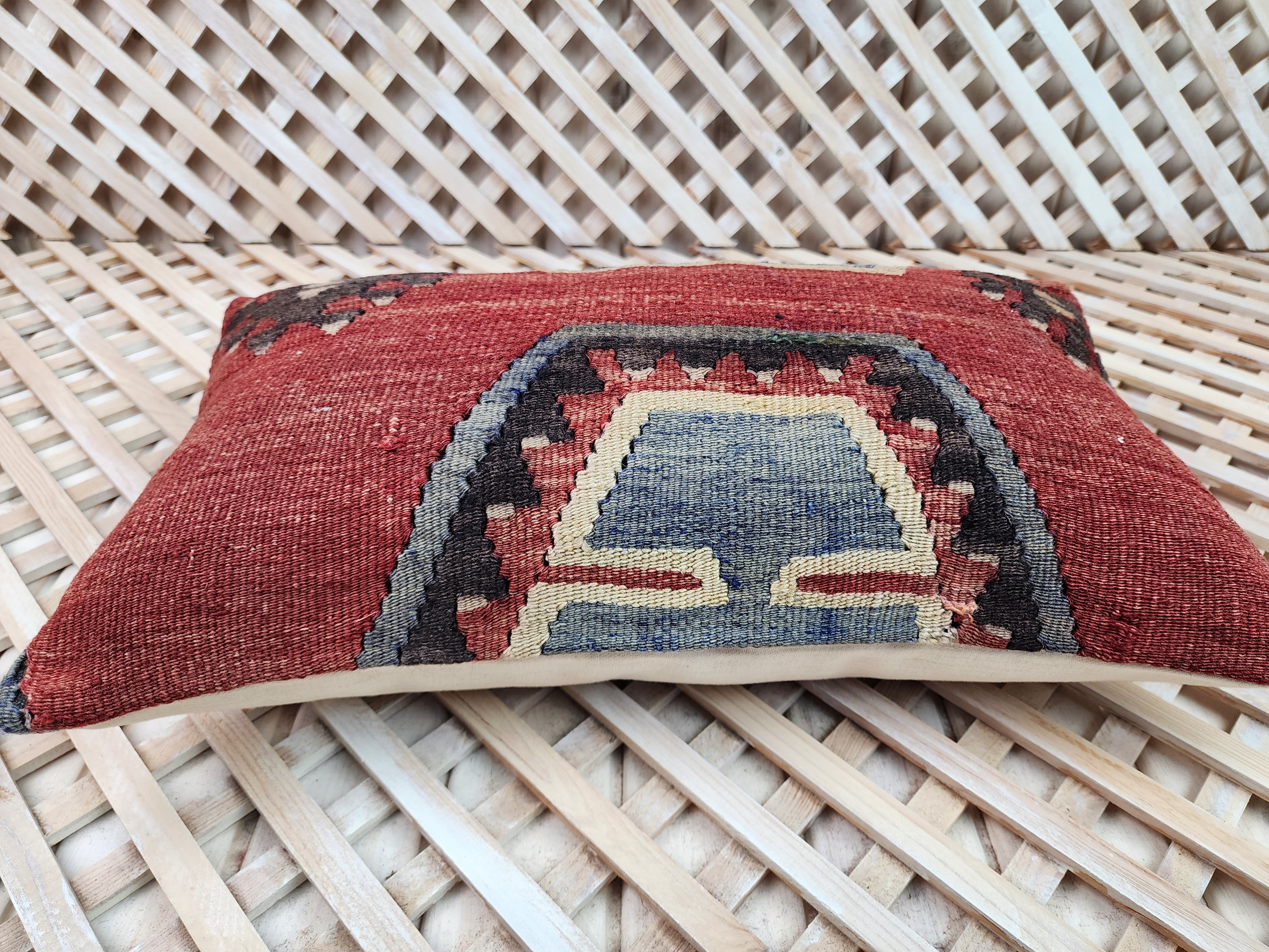 Lumbar Kilim Pillow Cover 12 x 20 in