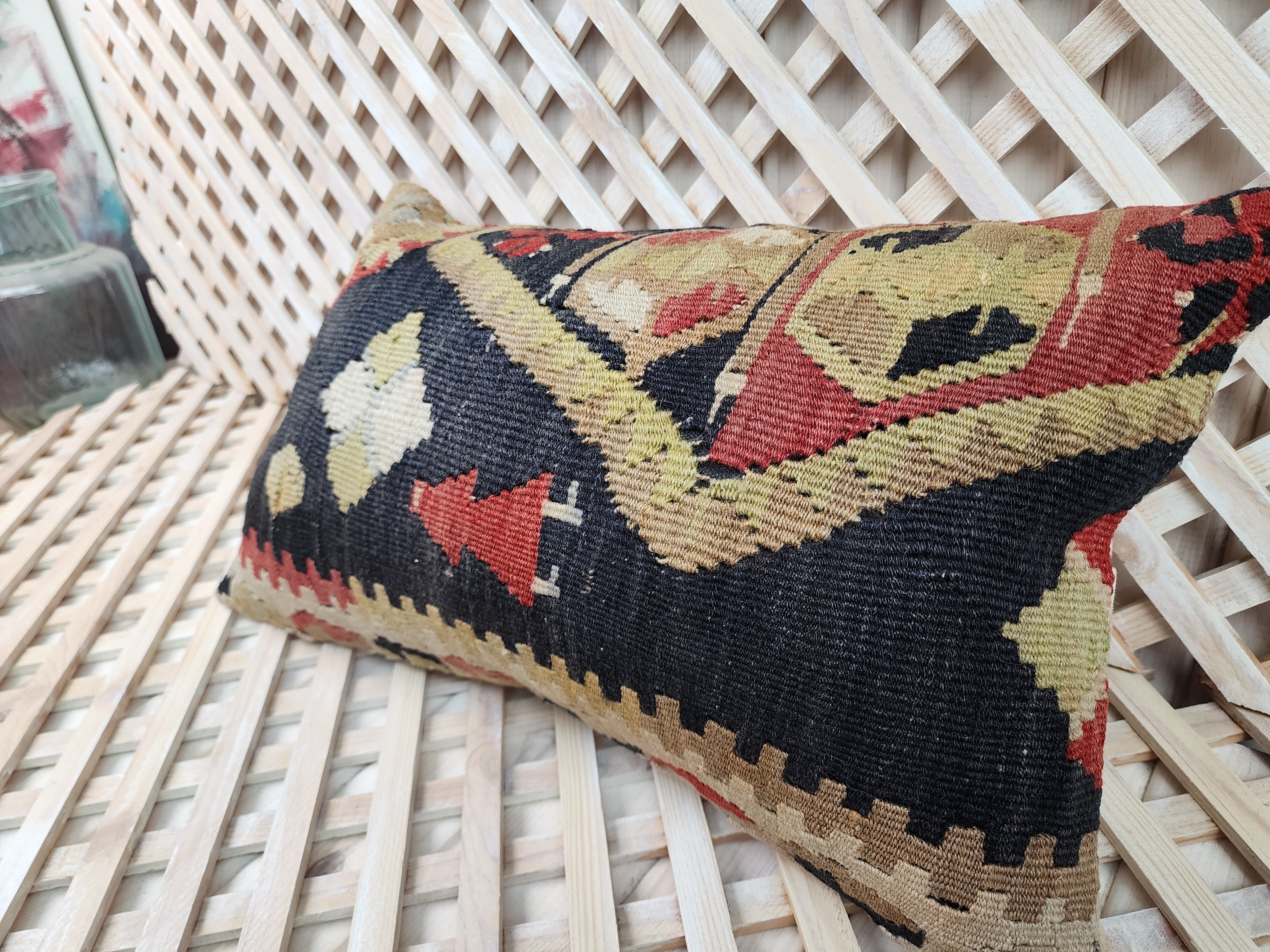 Lumbar Kilim Pillow Cover 12 x 20 in