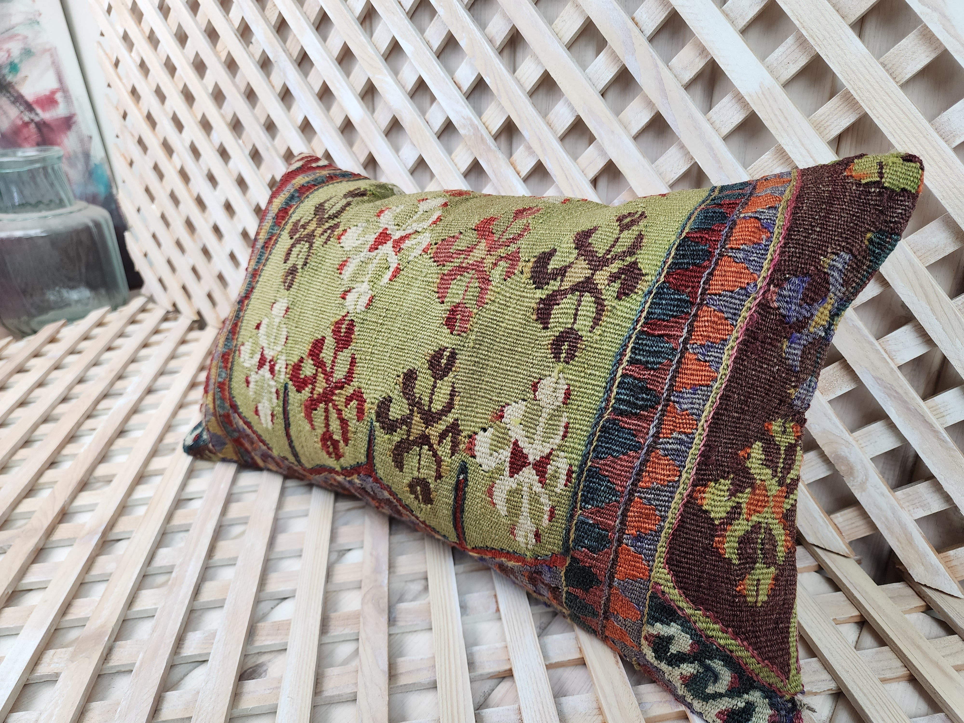 Lumbar Kilim Pillow Cover 12 x 20 in