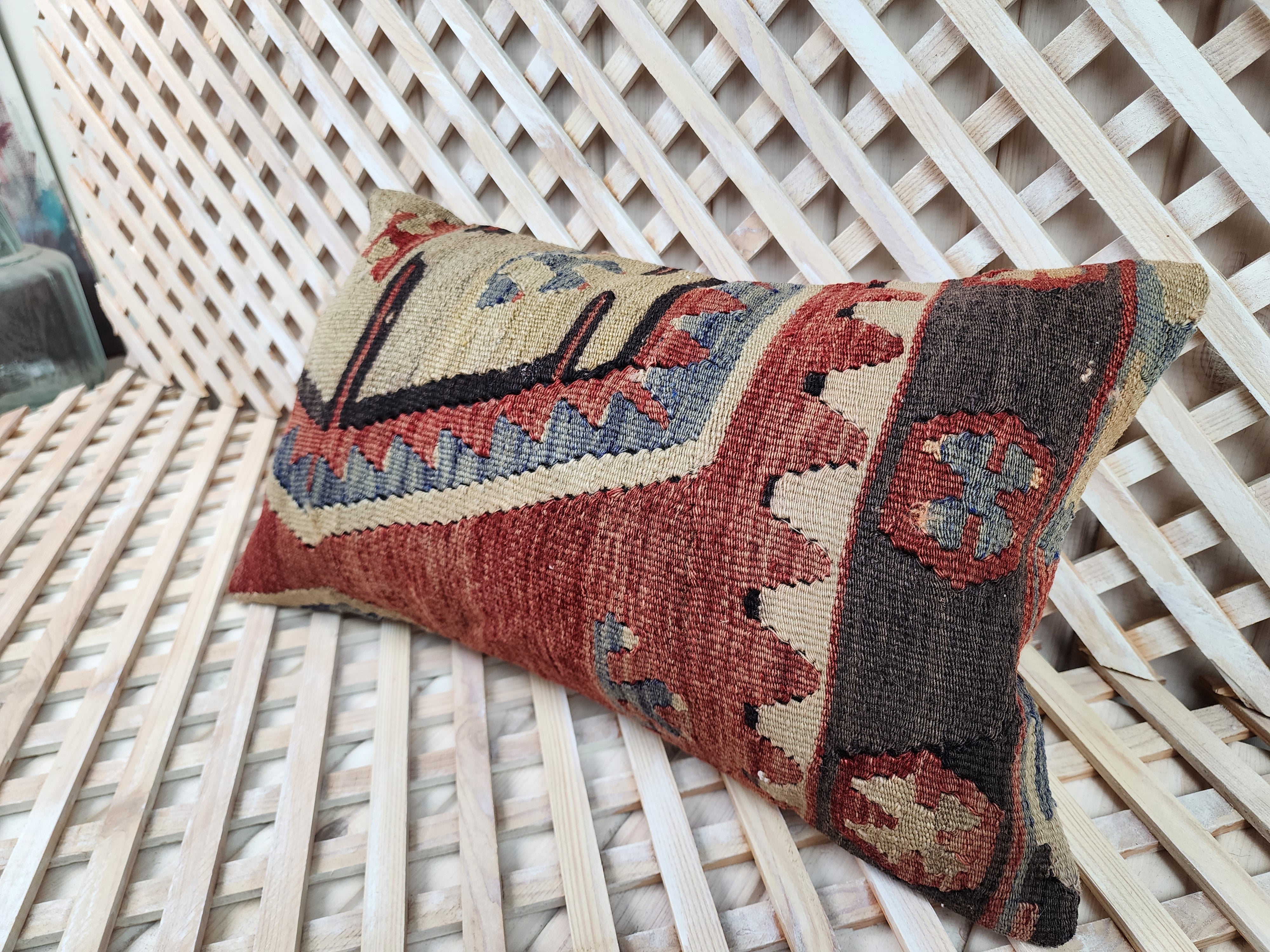 Lumbar Kilim Pillow Cover 12 x 20 in