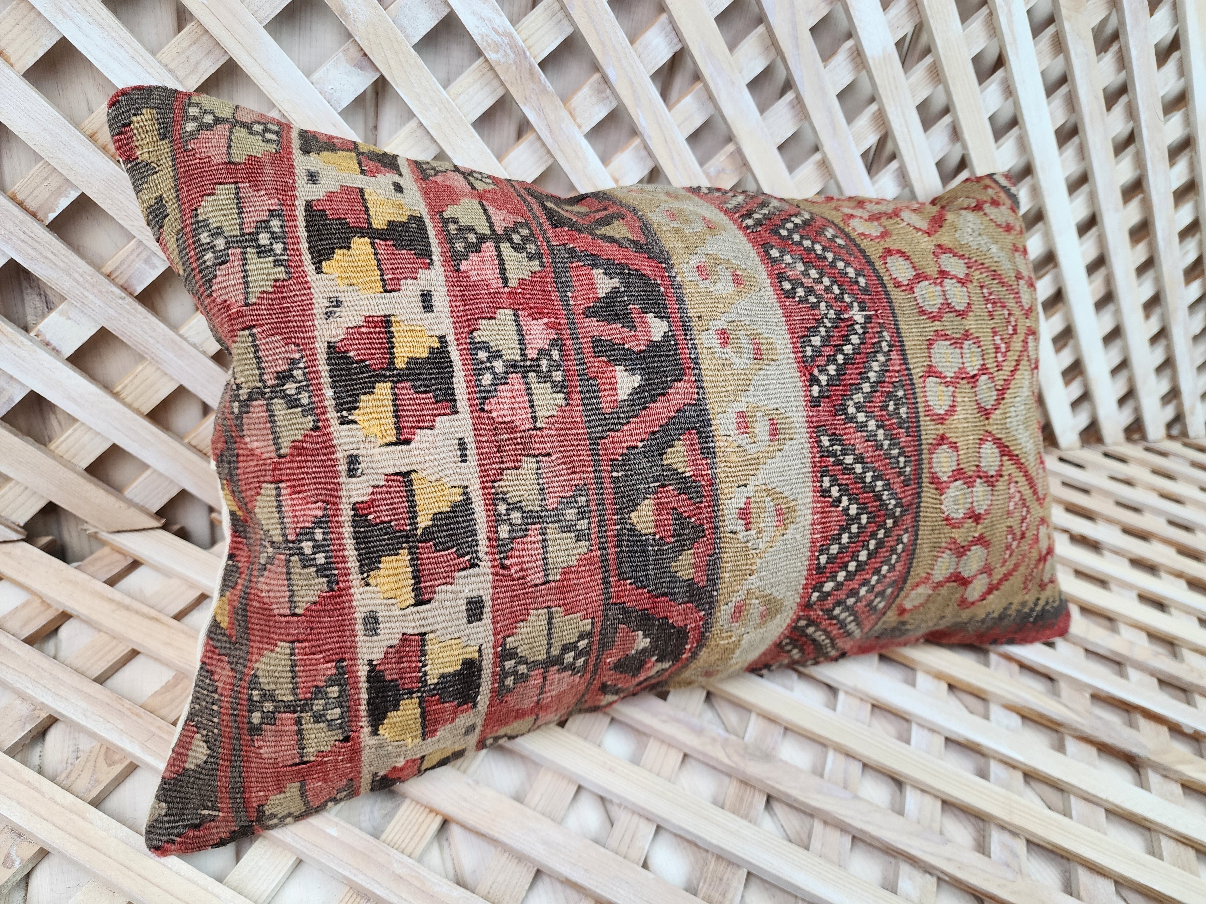 vintage Kilim Pillow Cover — back view
