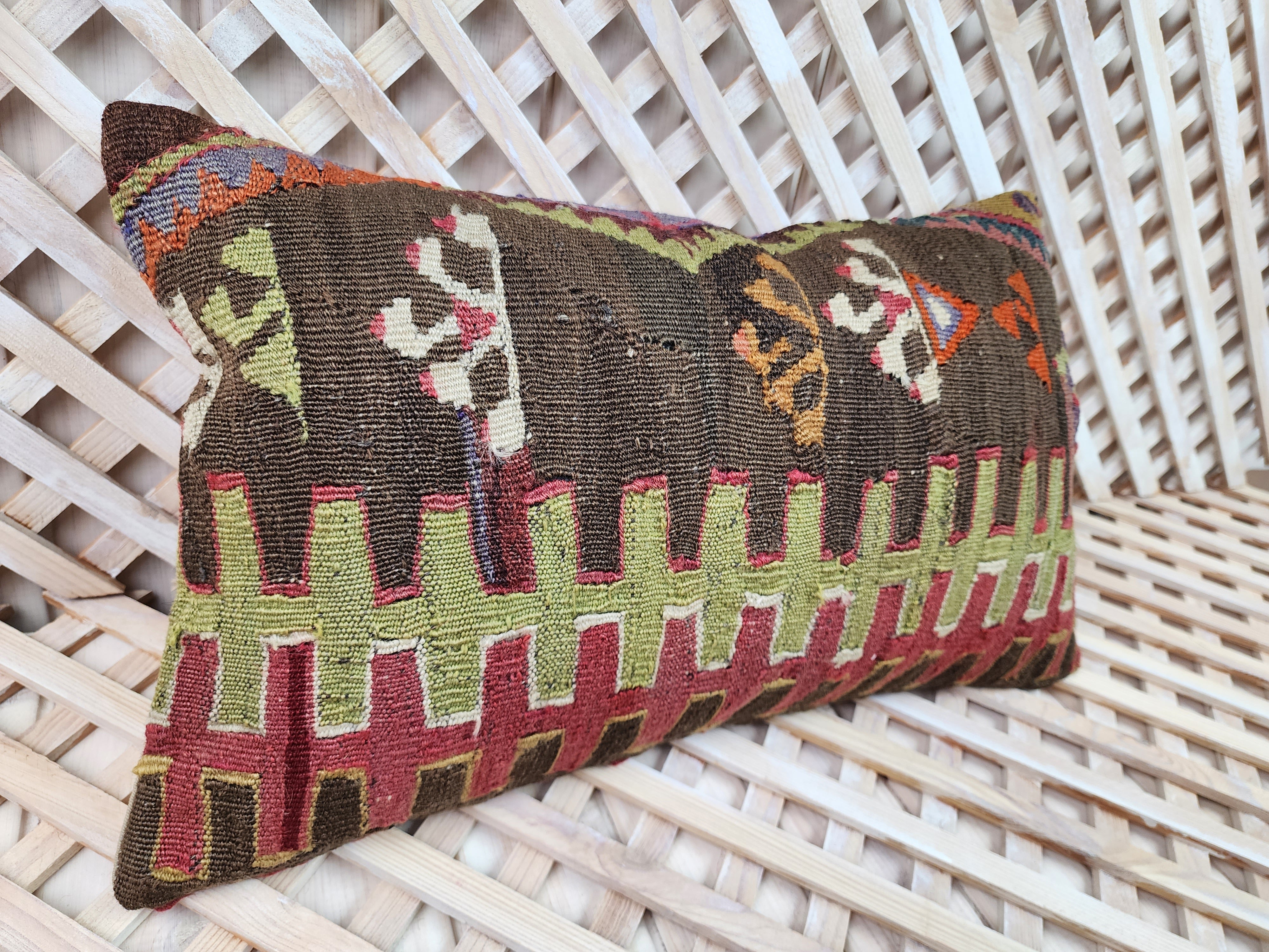 Lumbar Kilim Pillow Cover 12 x 20 in
