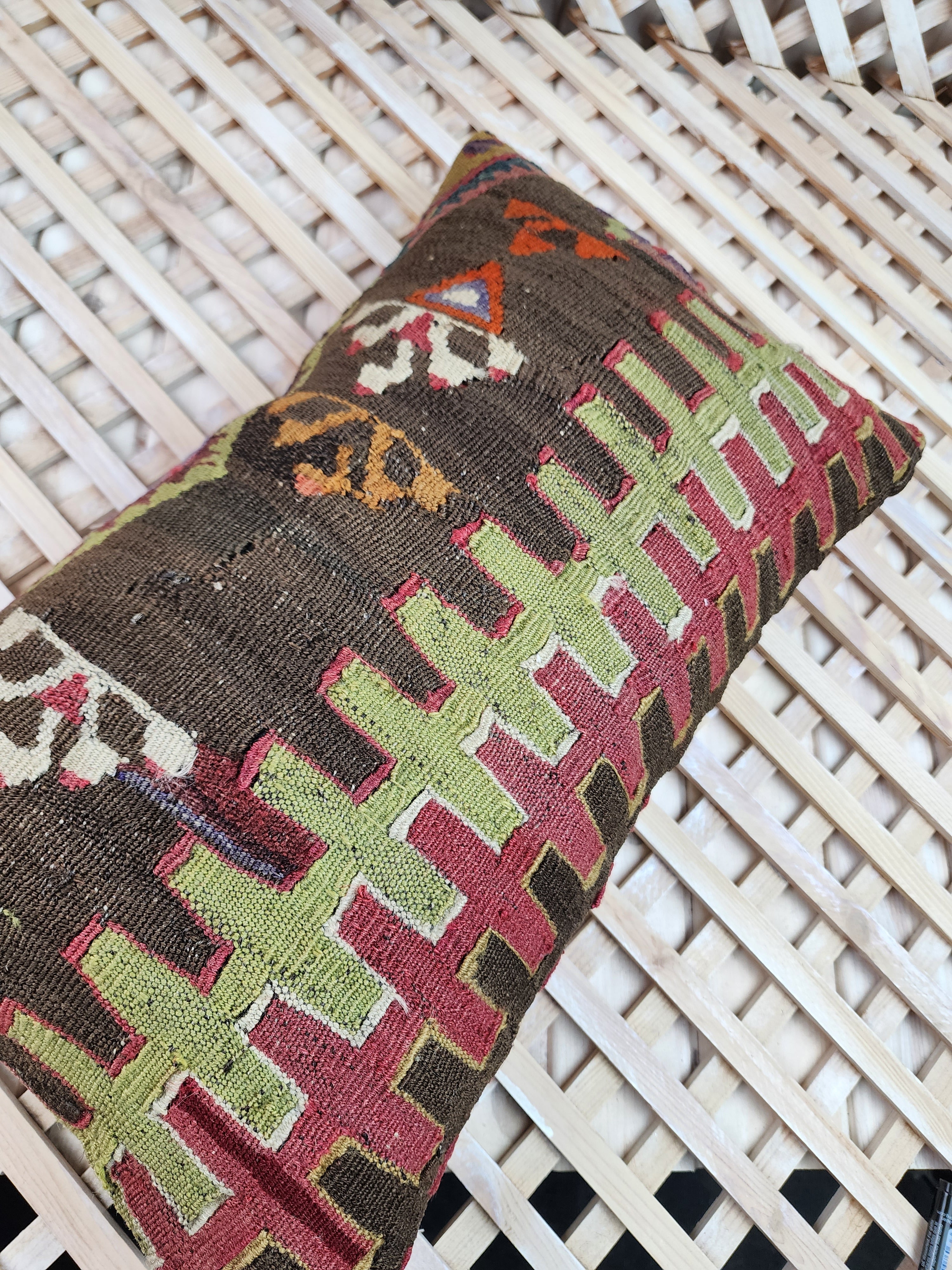 Lumbar Kilim Pillow Cover 12 x 20 in