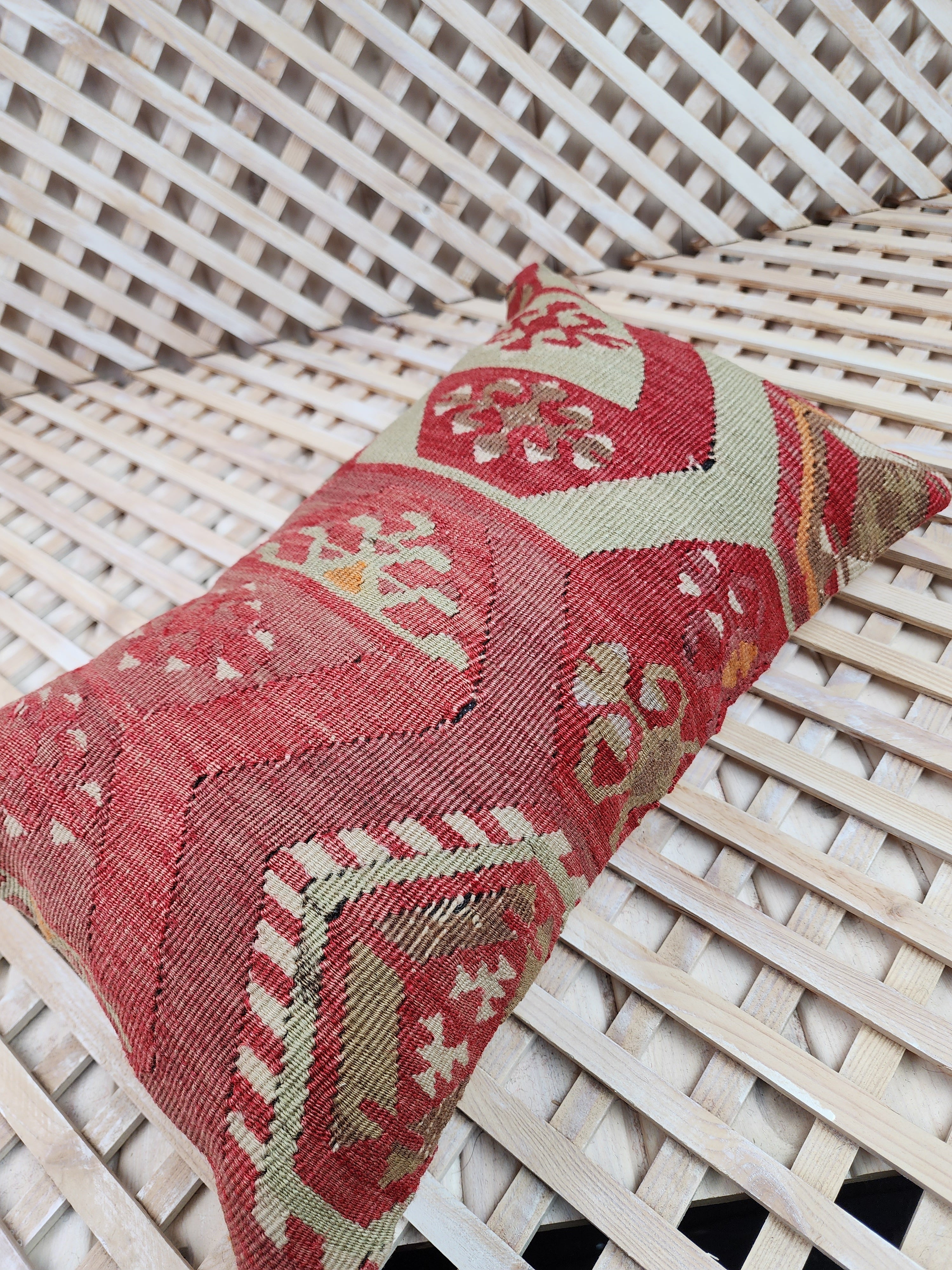 Lumbar Kilim Pillow Cover 12 x 20 in