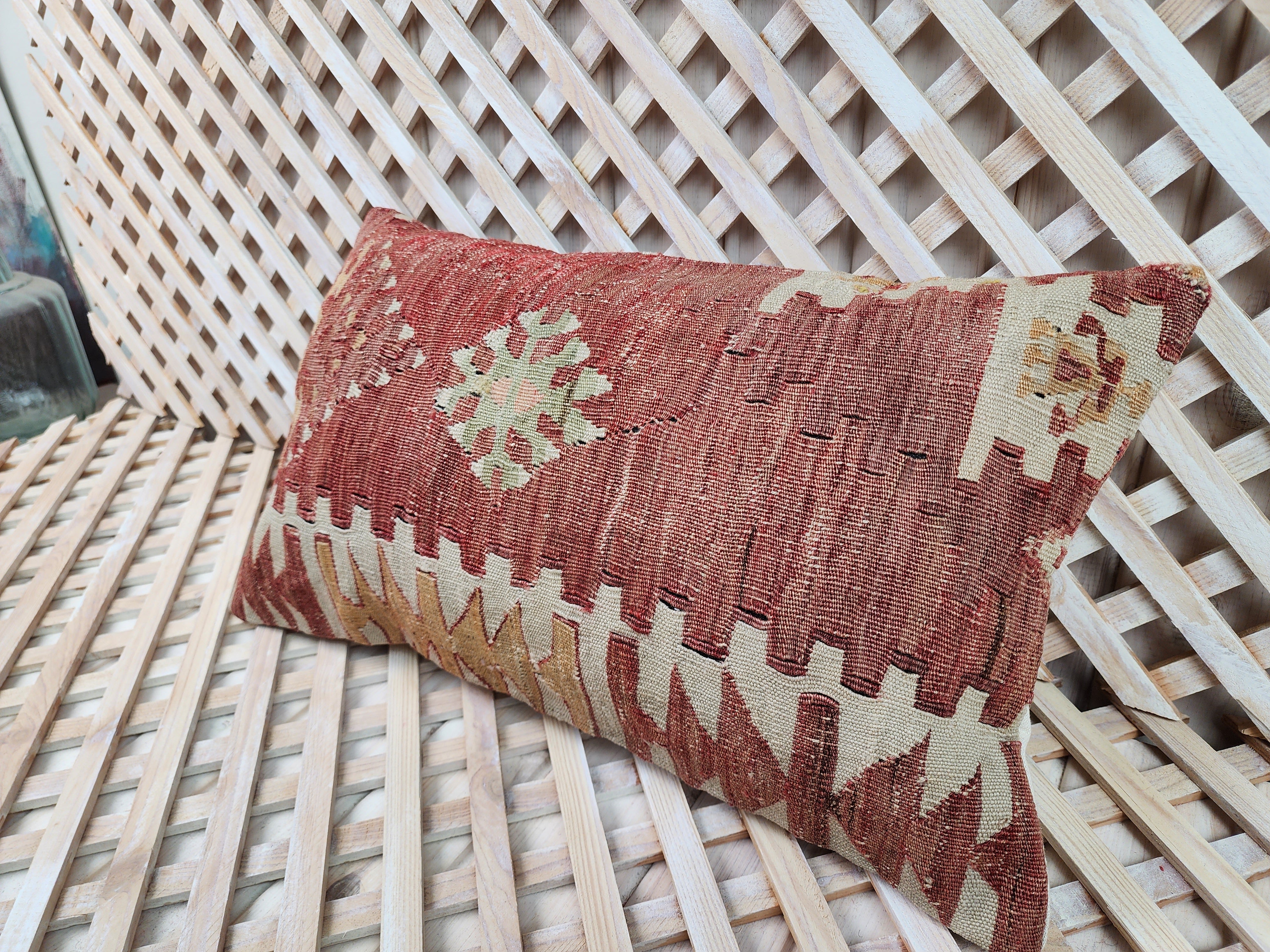 Lumbar Kilim Pillow Cover 12 x 20 in