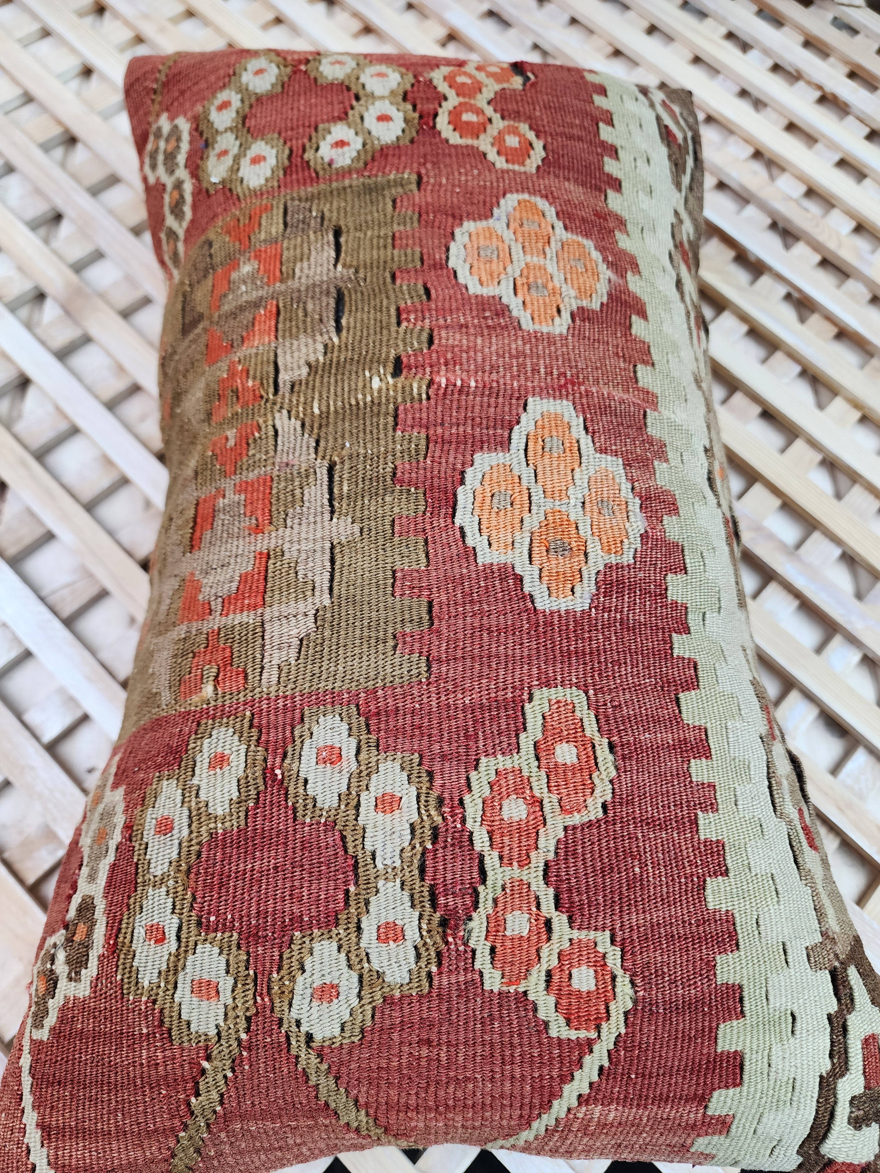 Lumbar Kilim Pillow Cover 12 x 20 in
