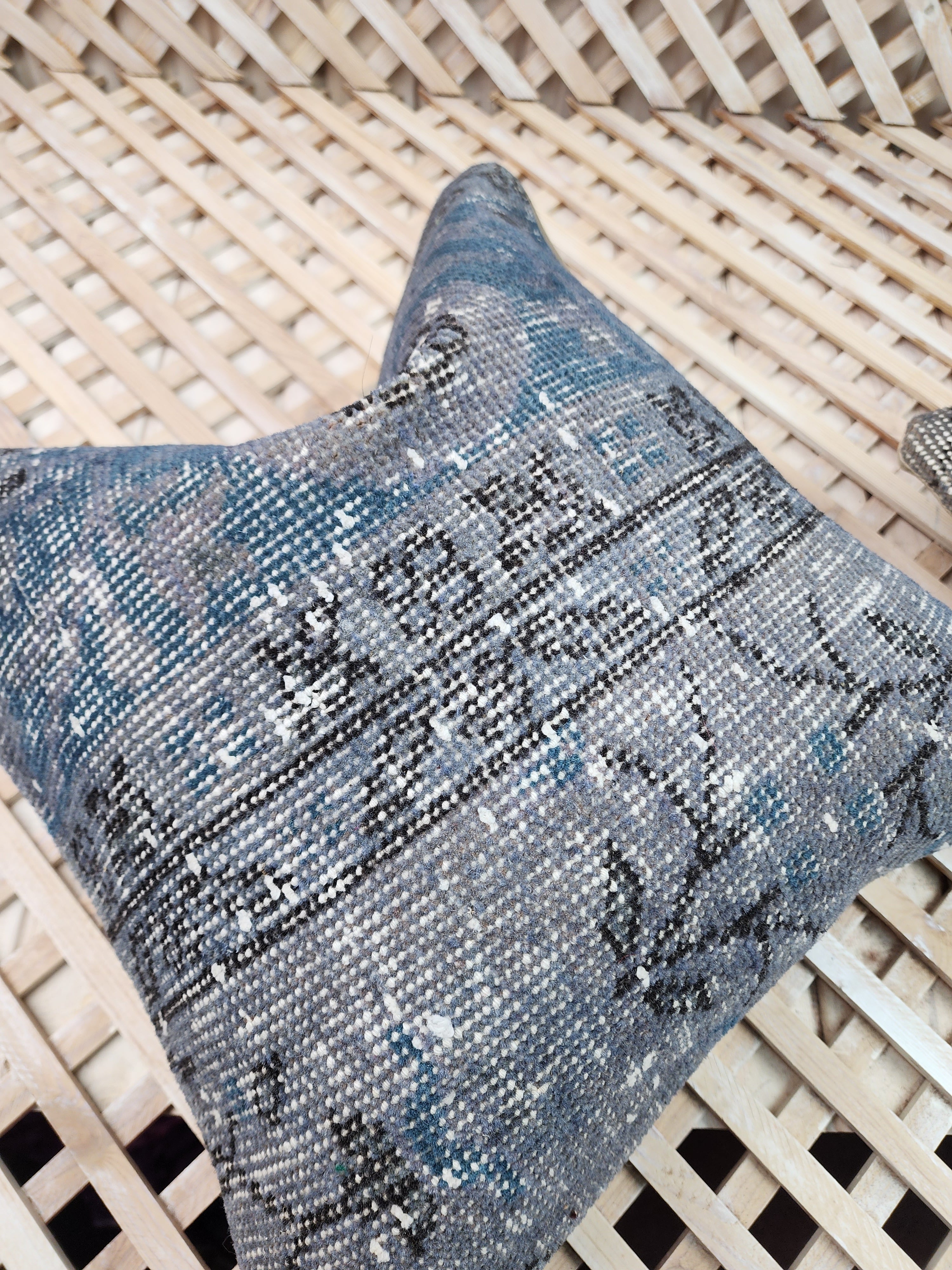 antique Persian Pillow Cover — edge weave