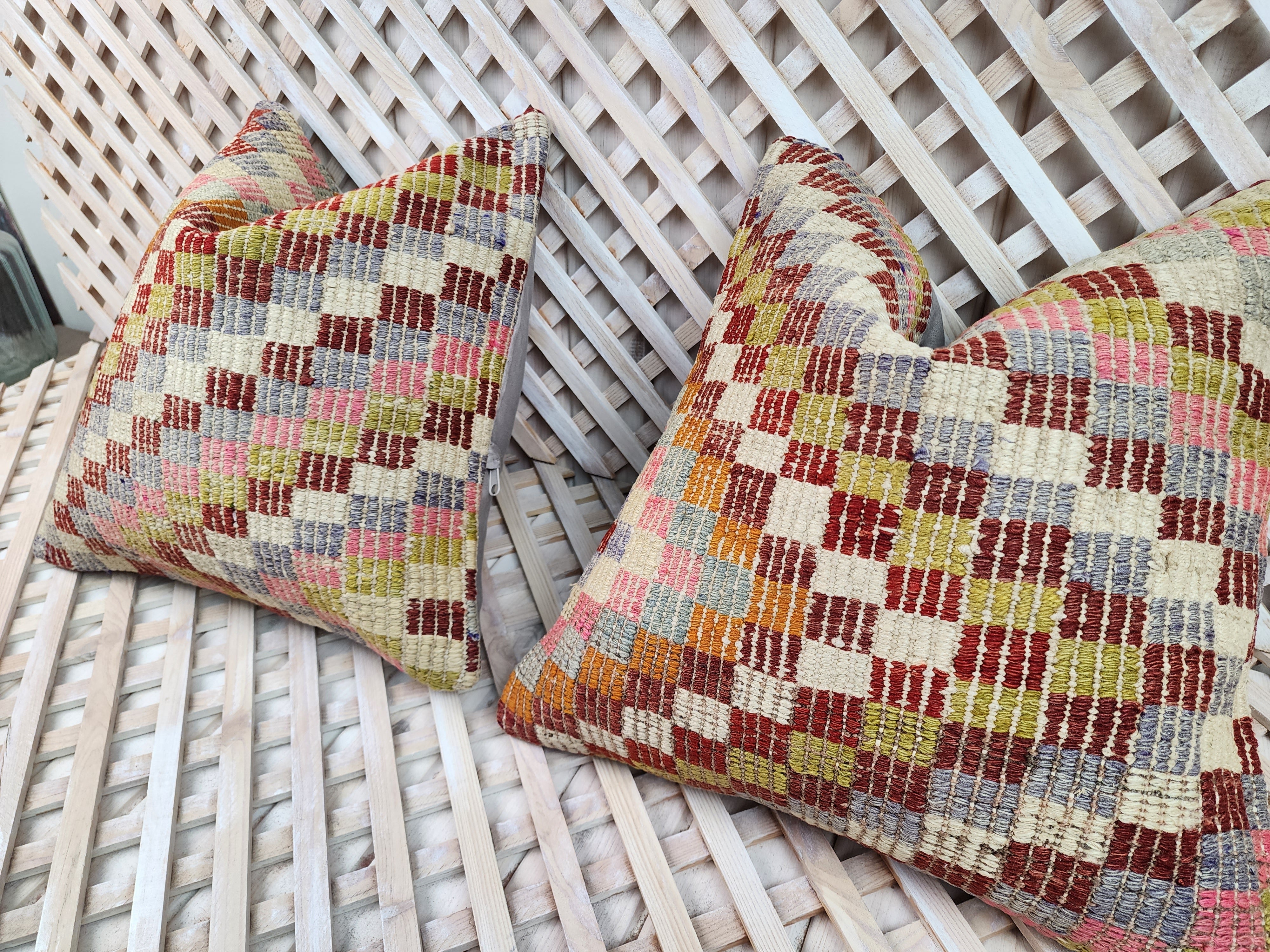 Pair of Kilim Pillows 16 x 16 in