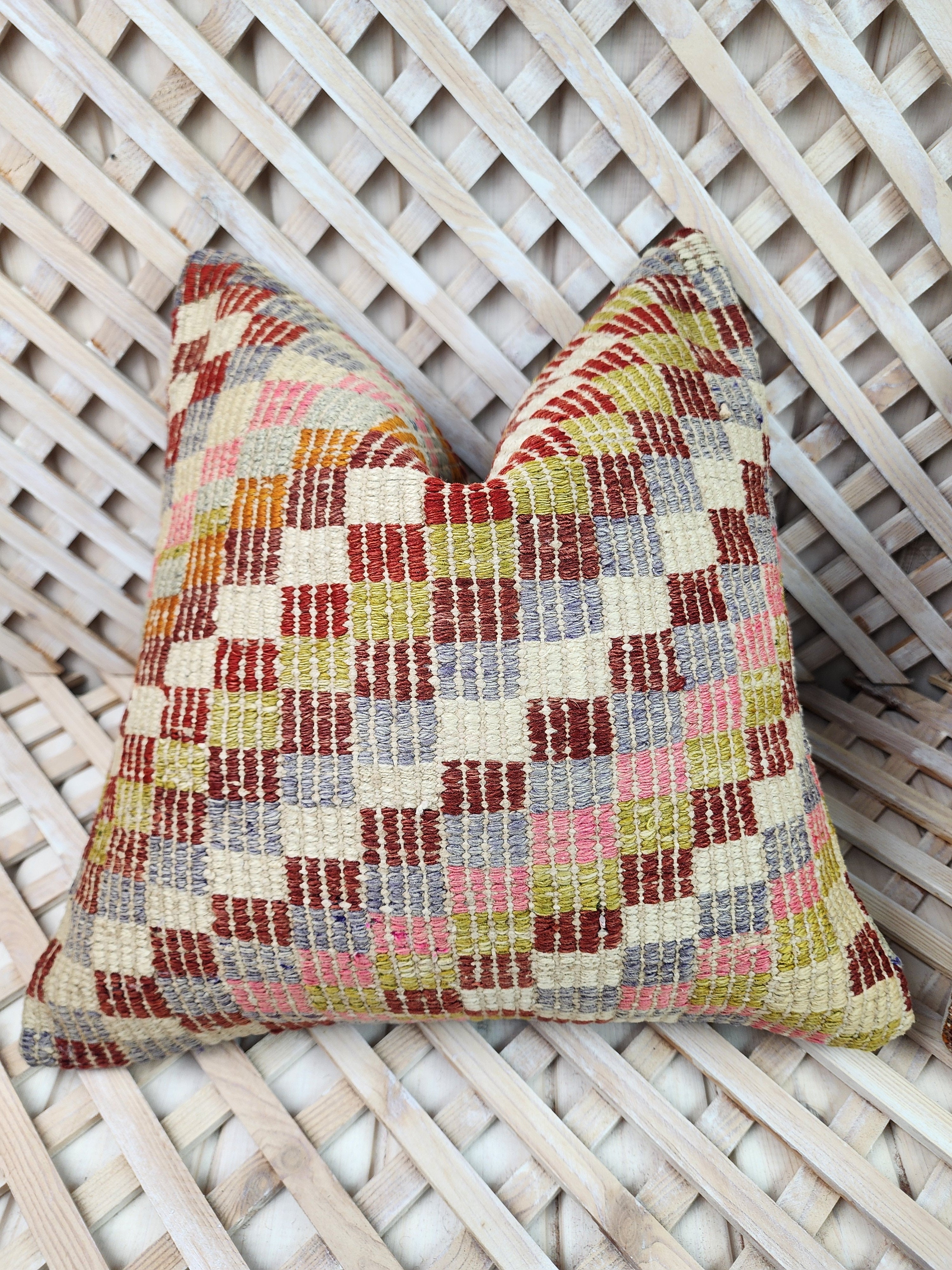 Pair of Kilim Pillows 16 x 16 in