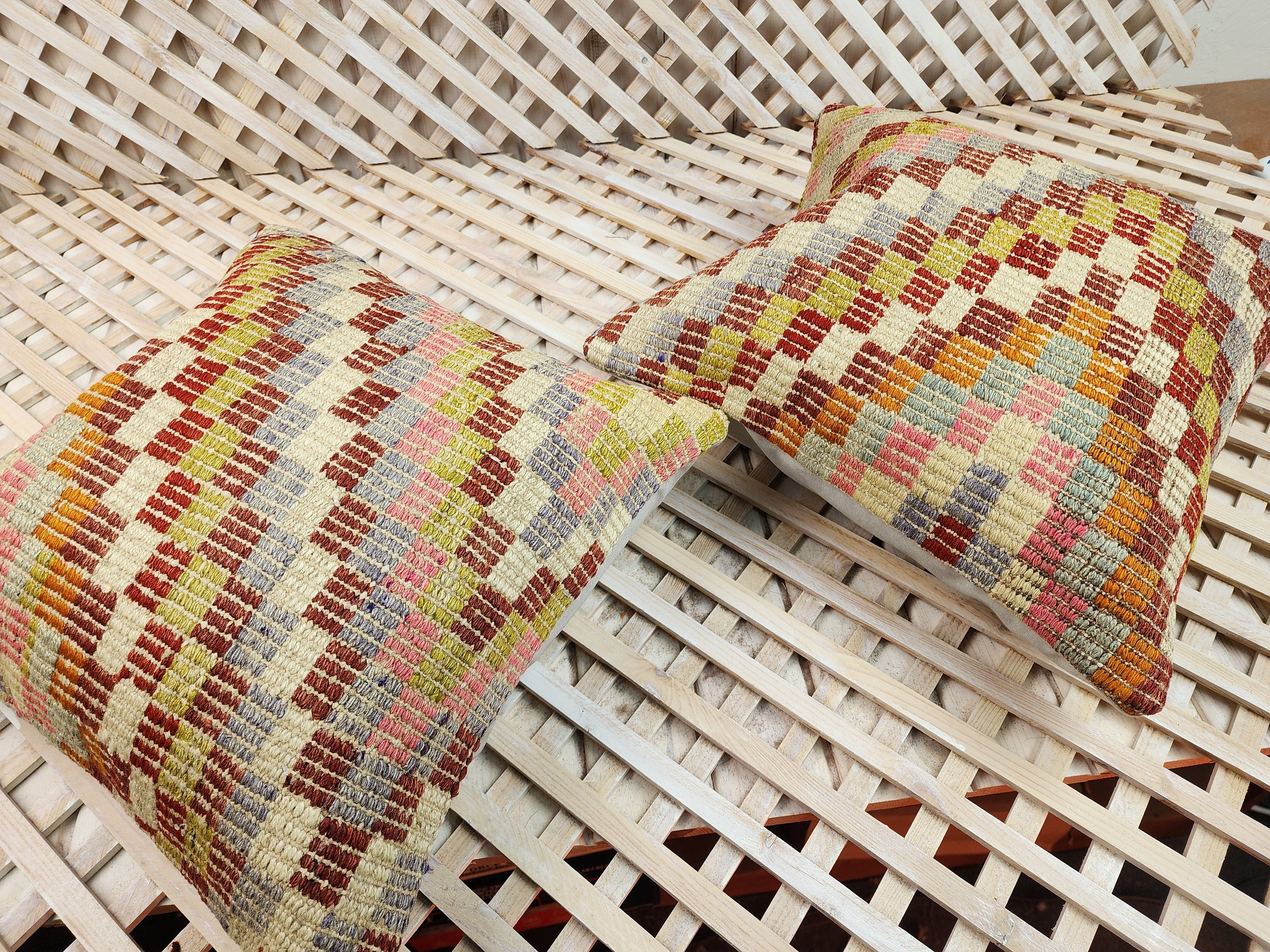 Pair of Kilim Pillows 16 x 16 in
