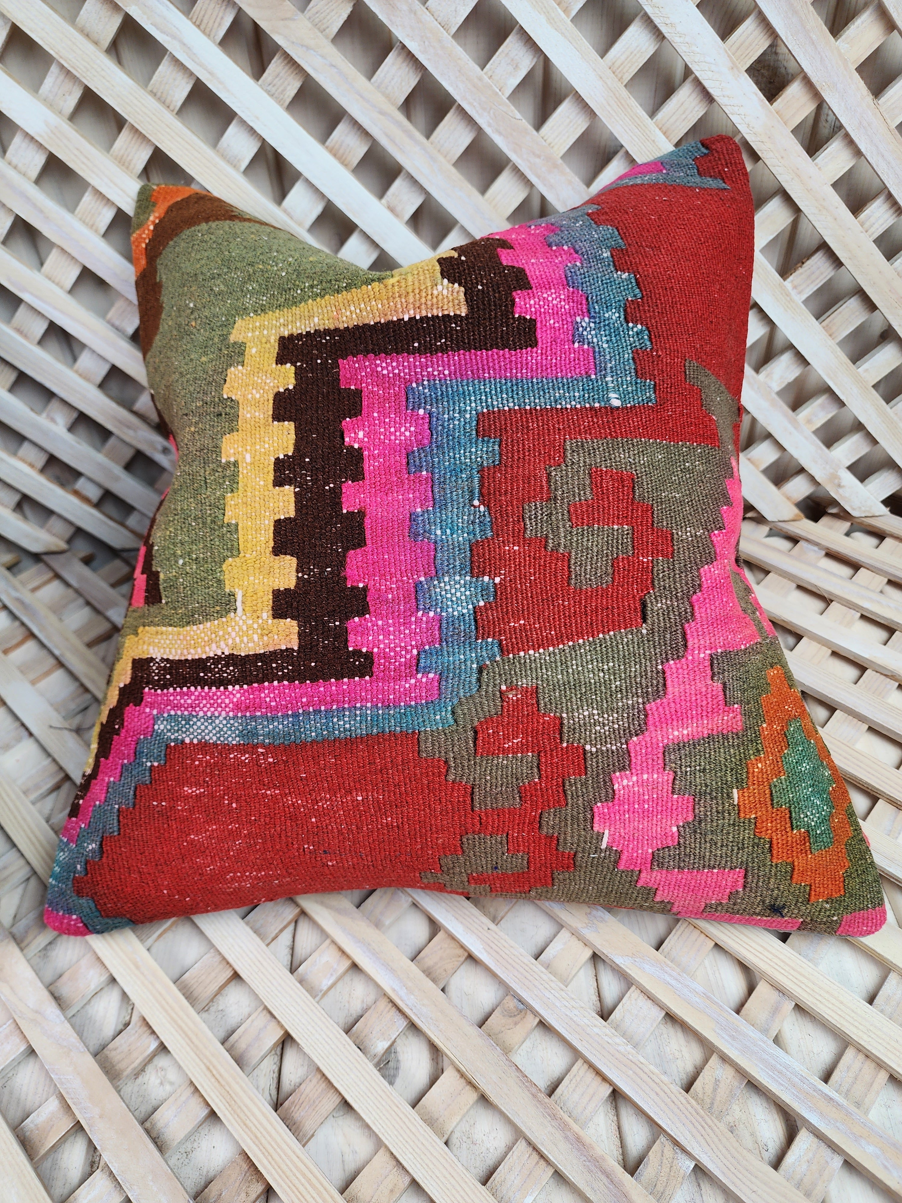 Pair of Kilim Pillows 16 x 16 in