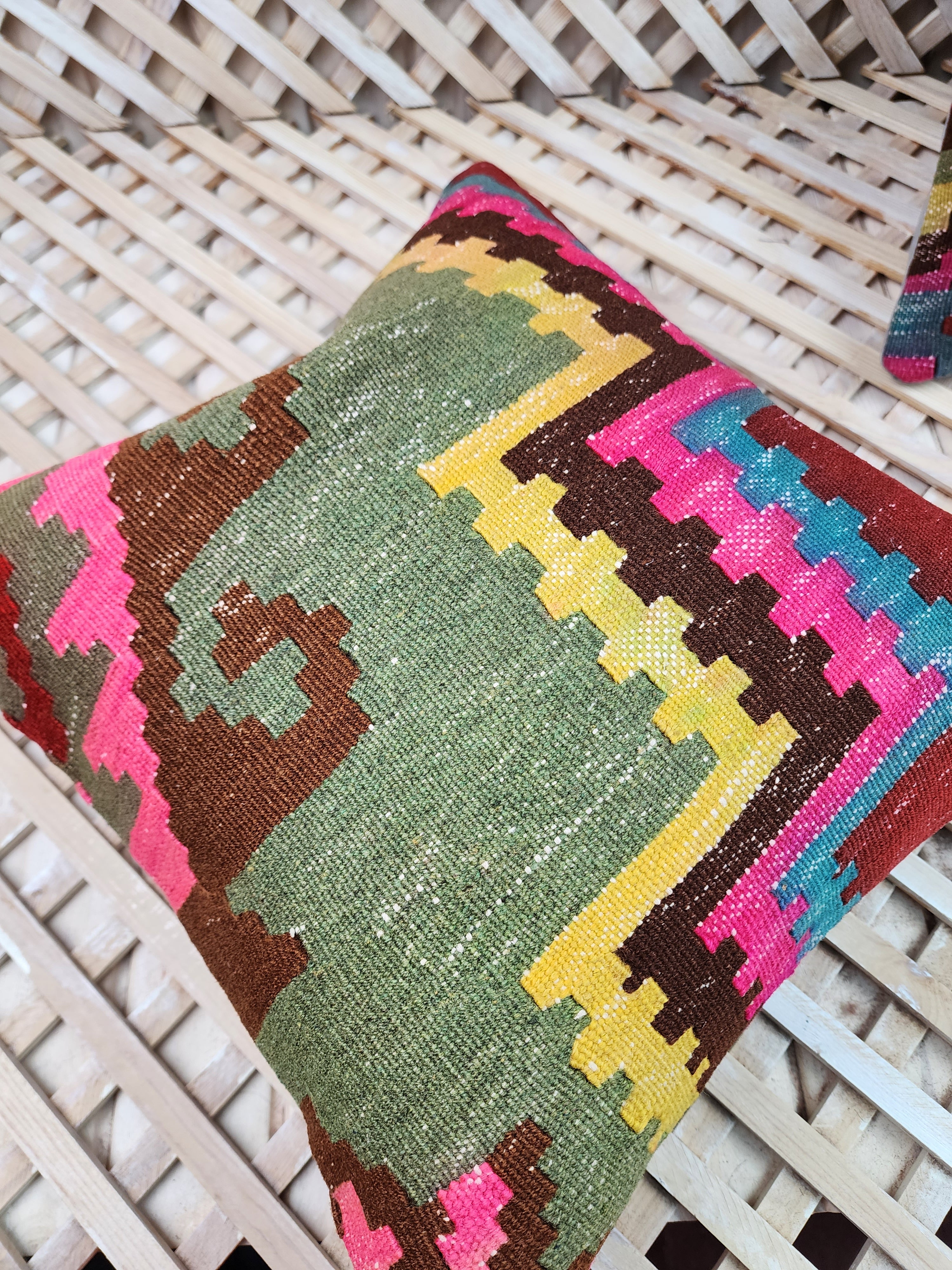 Pair of Kilim Pillows 16 x 16 in