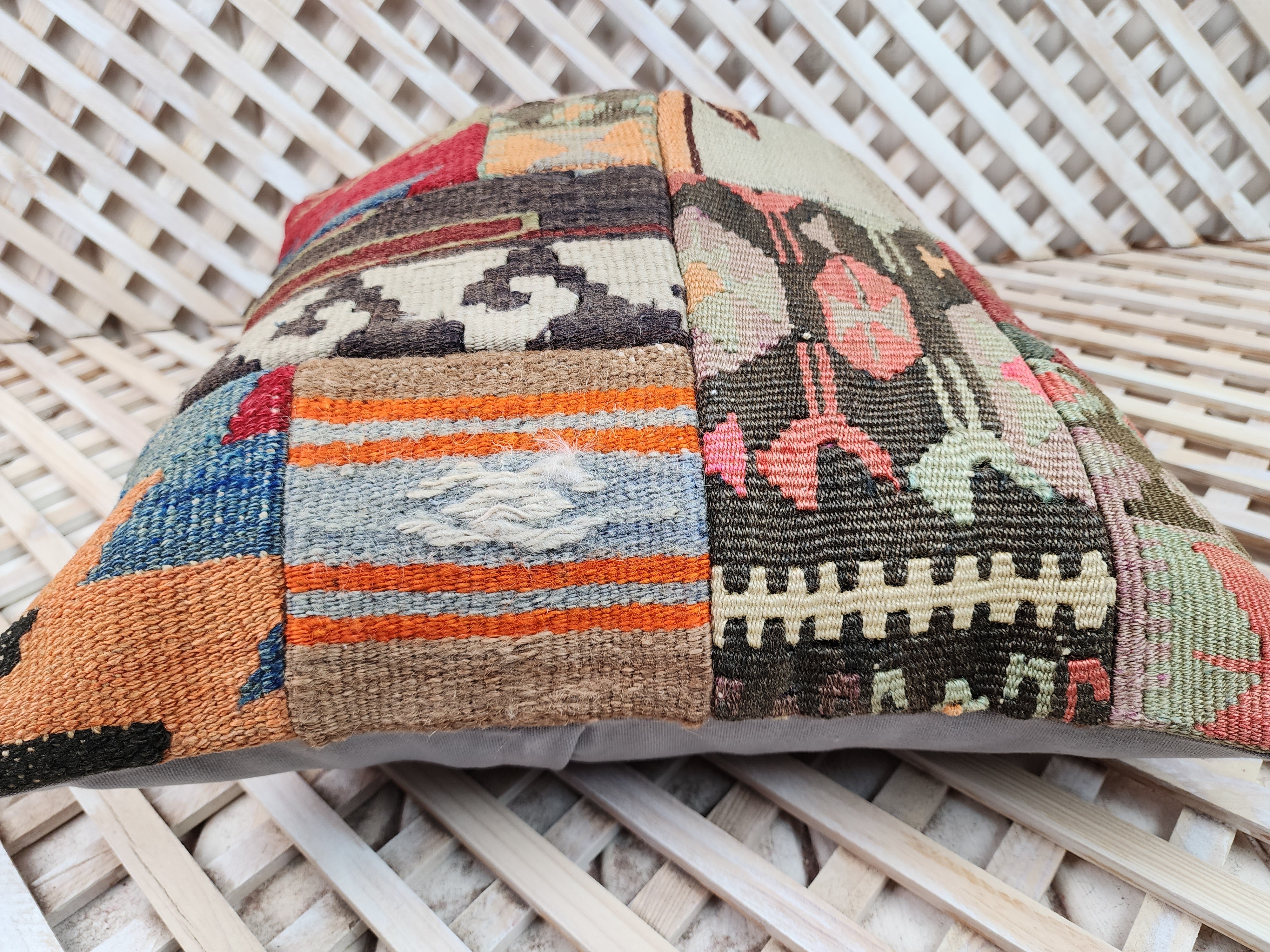 Patchwork Kilim Pillow Cover 16 x 16 in