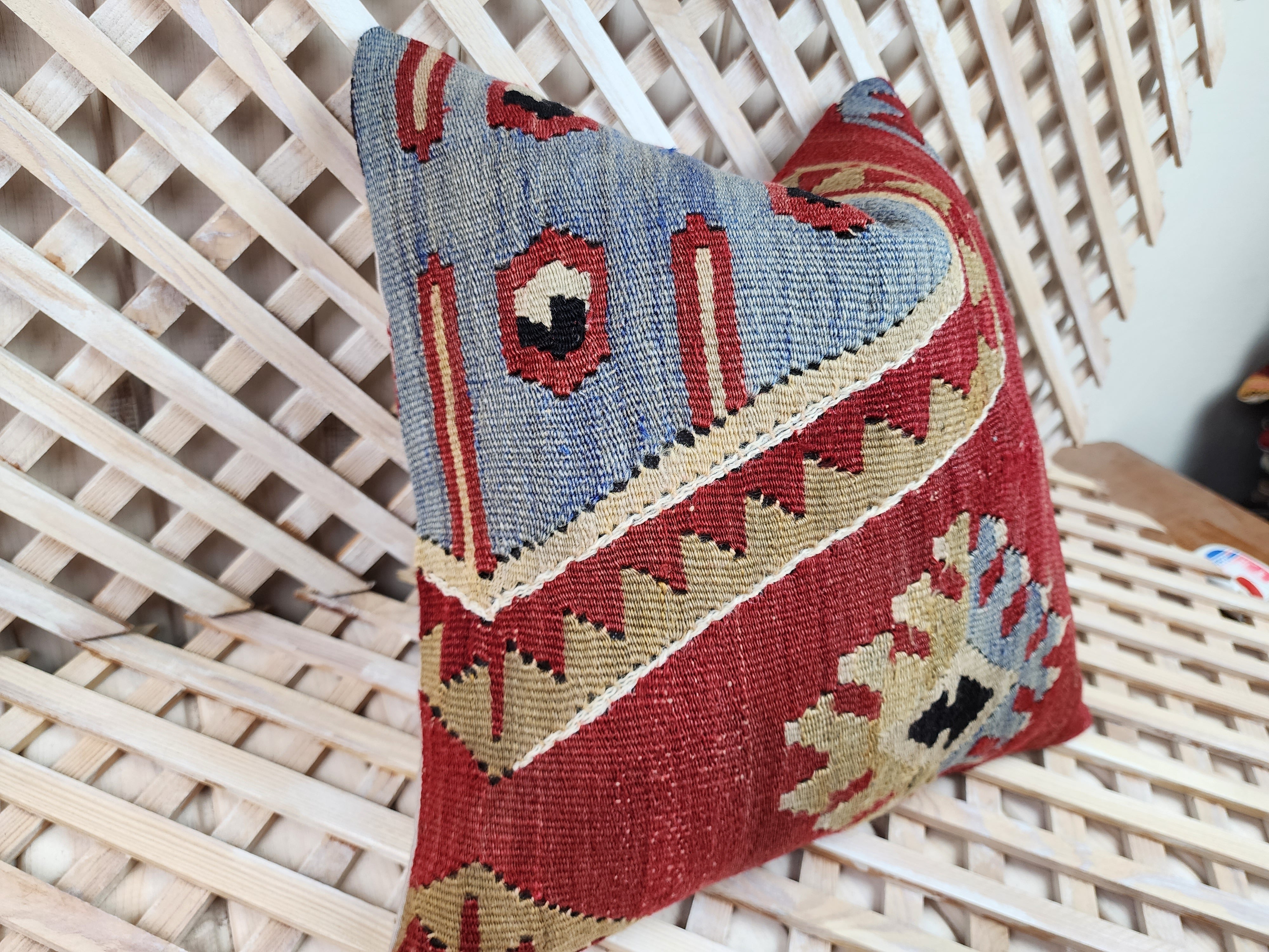 vintage Kilim Pillow Cover — back view