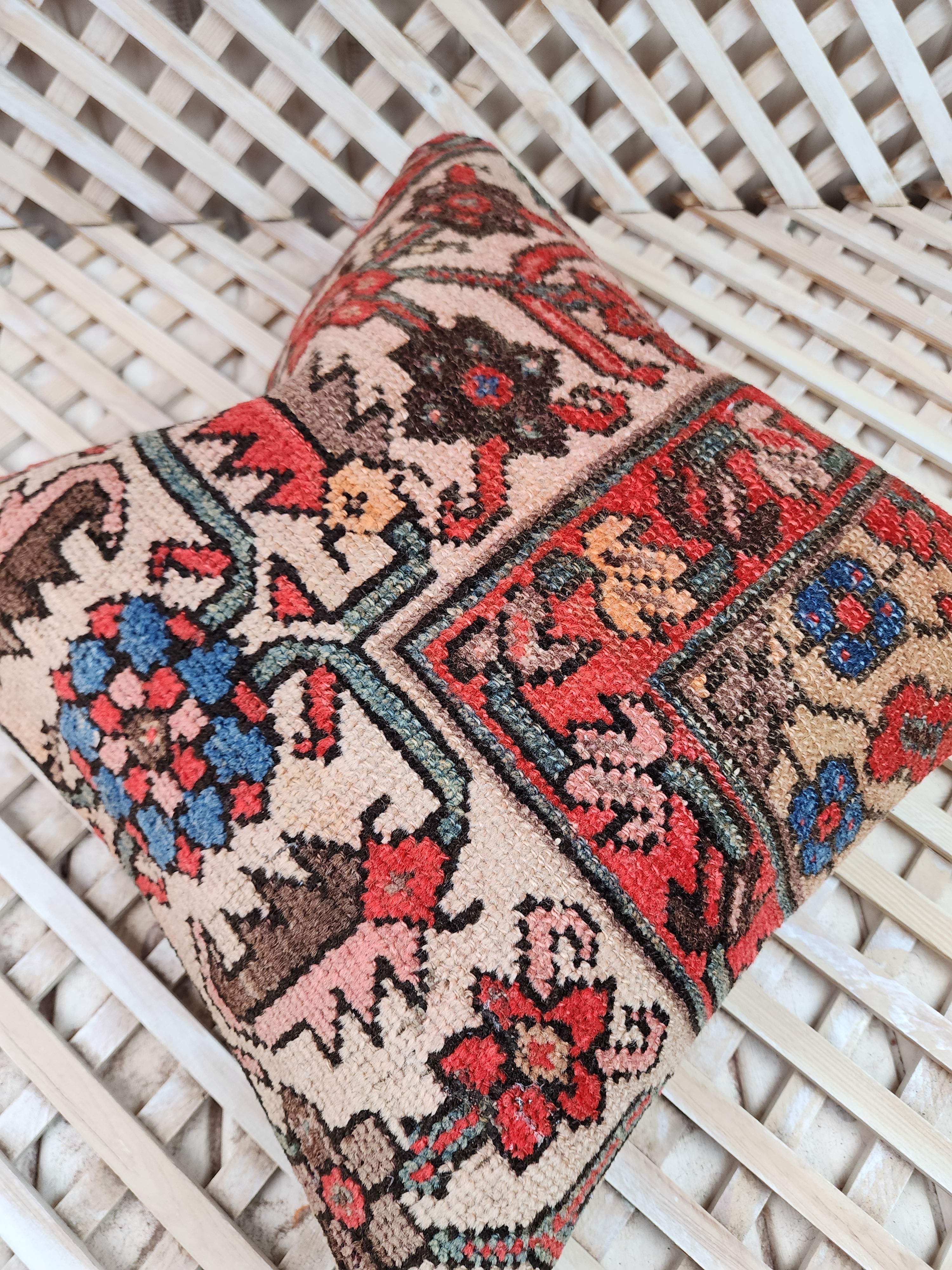 antique Persian Pillow Cover — pattern close-up