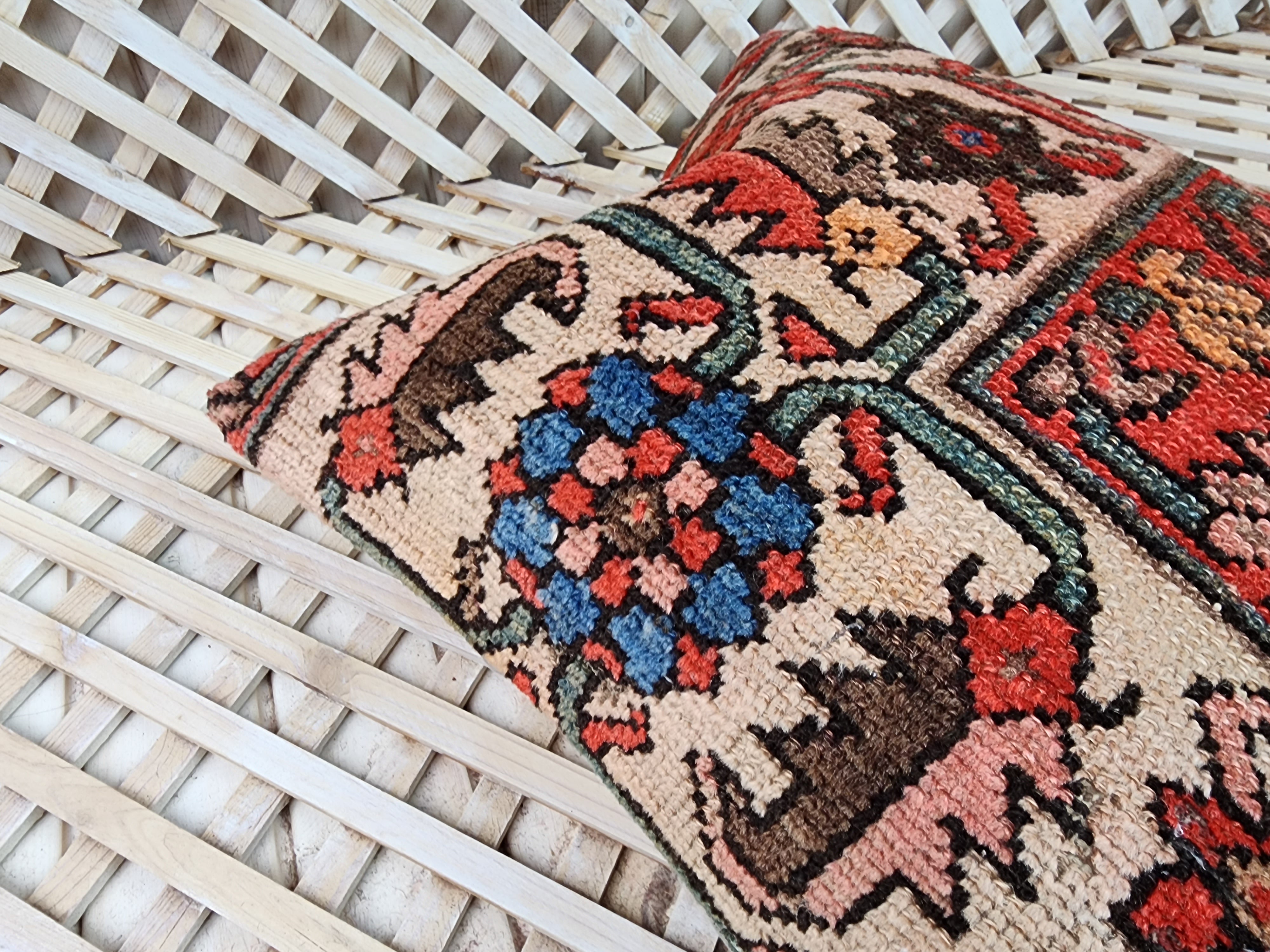 antique Persian Pillow Cover — corner detail