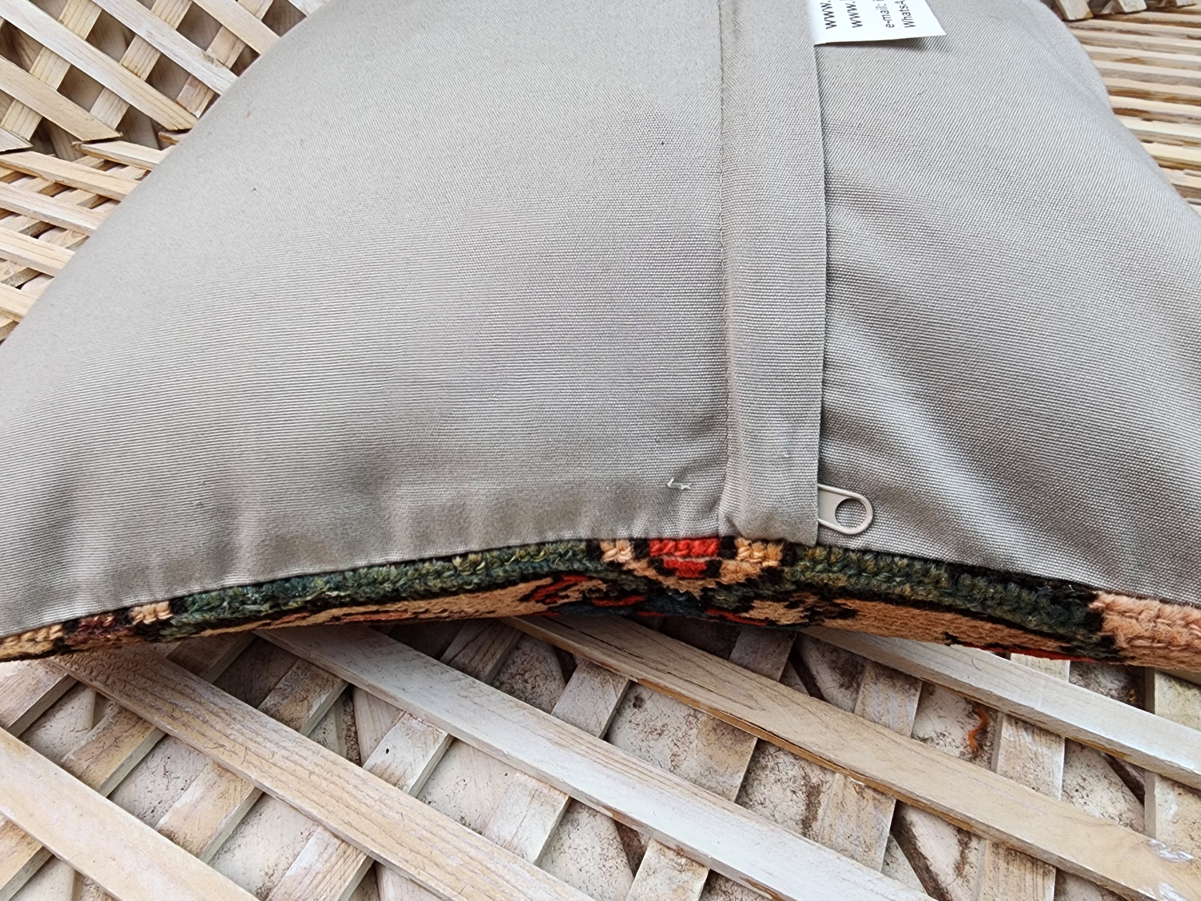 antique Persian Pillow Cover — edge weave