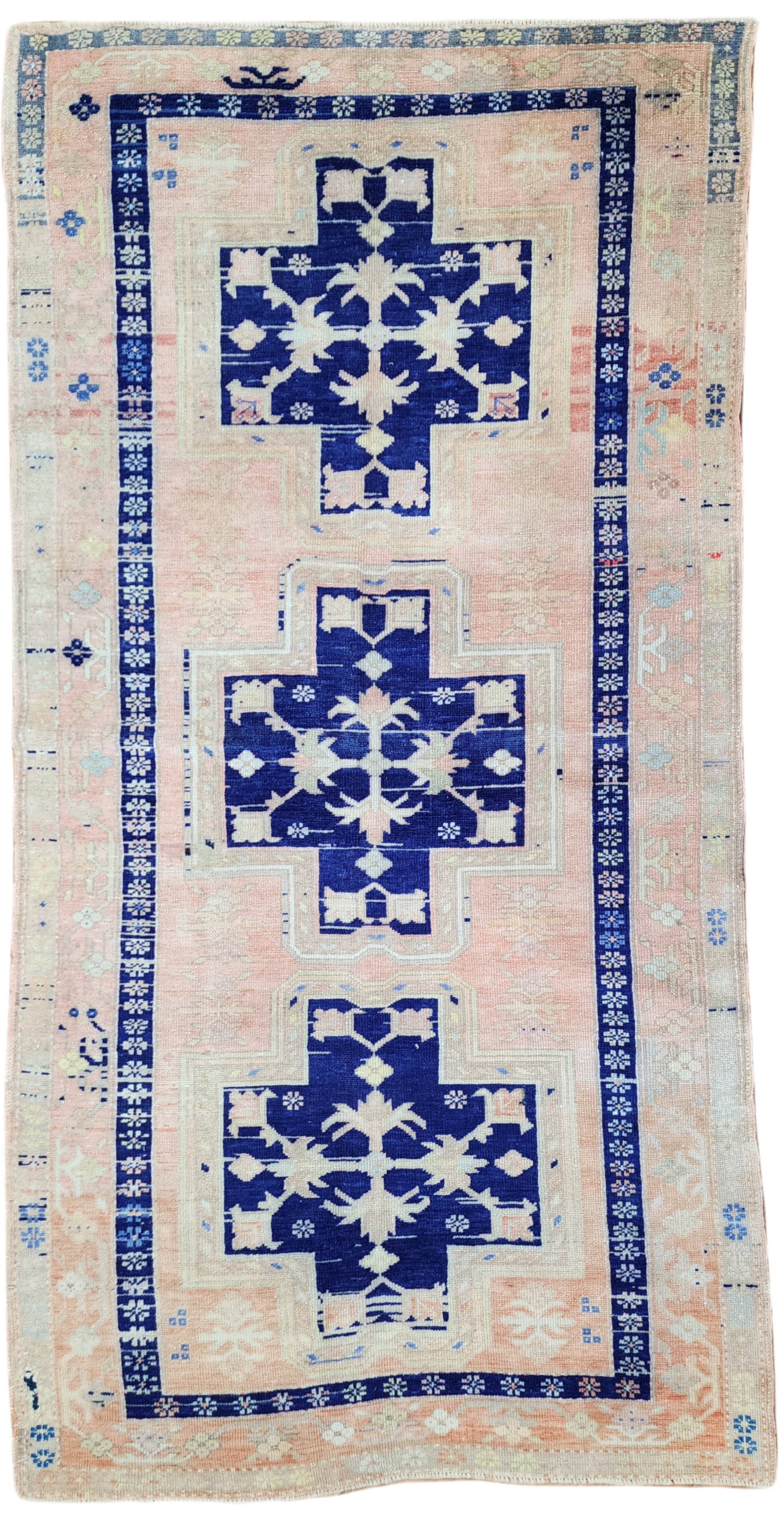 Pale Turkish Rug, Distressed Oushak Rug, Anatolian Carpet, Handmade Organic Overdyed Rug, Bohemian Rustic Decor Persian Area Rug 8'1" x 4'4"