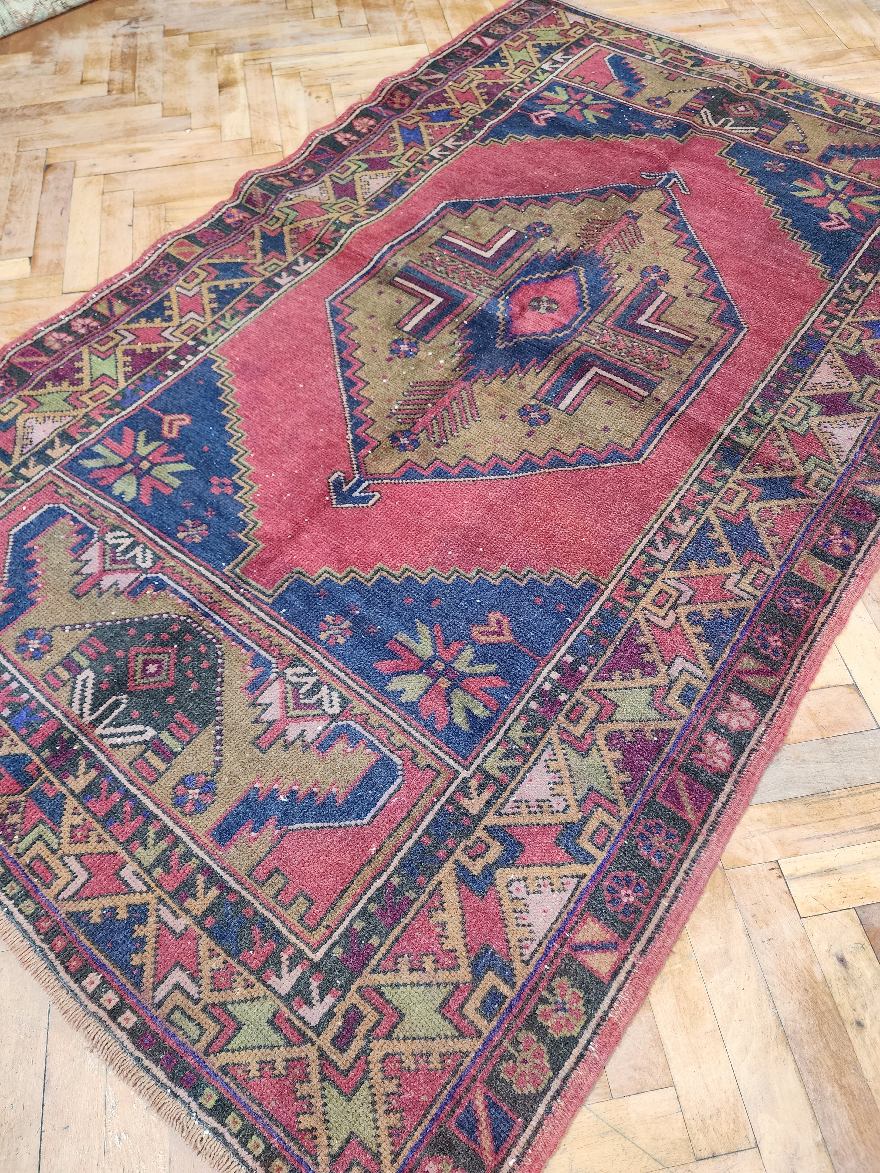 vintage Anatolian Wool Small Rug — back view