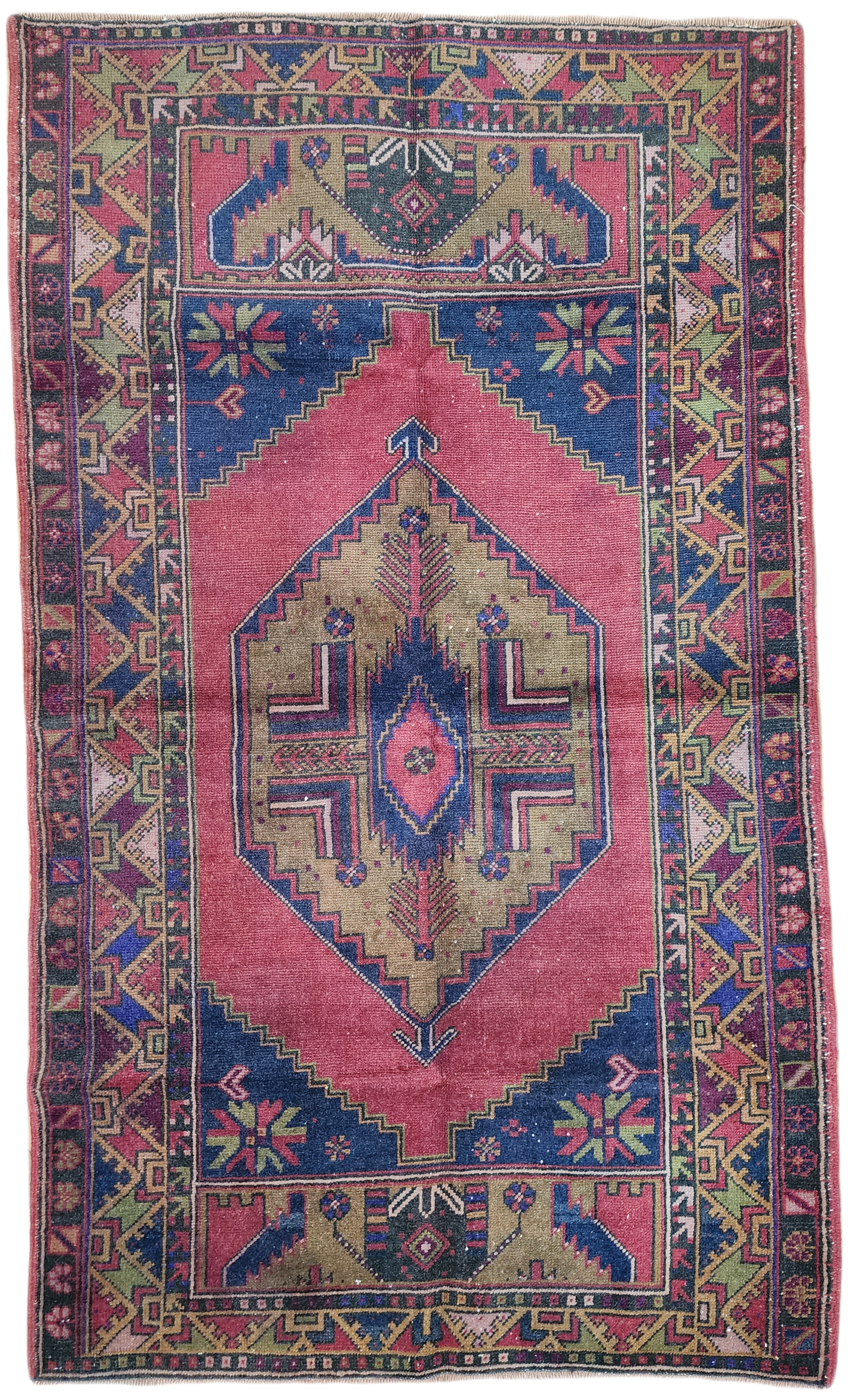 Vintage Anatolian Turkish Rug, Turkish Rug, Vintage Rug, Bohemian Rustic Rug, Faded Distressed Rug, Organic Wool Persian Area Rug 5'7"x3'6"