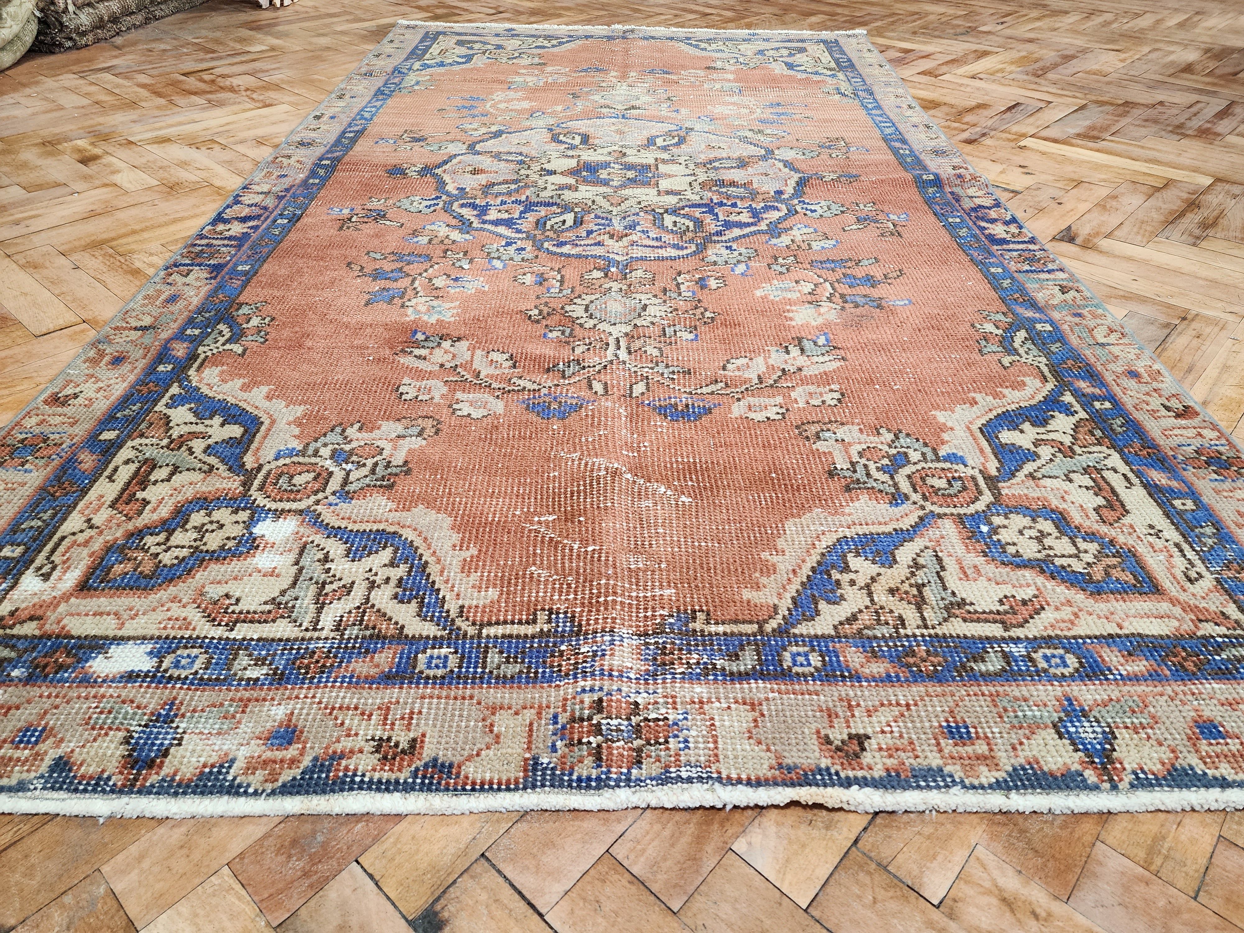 vintage Oushak Wool Small Rug — in setting