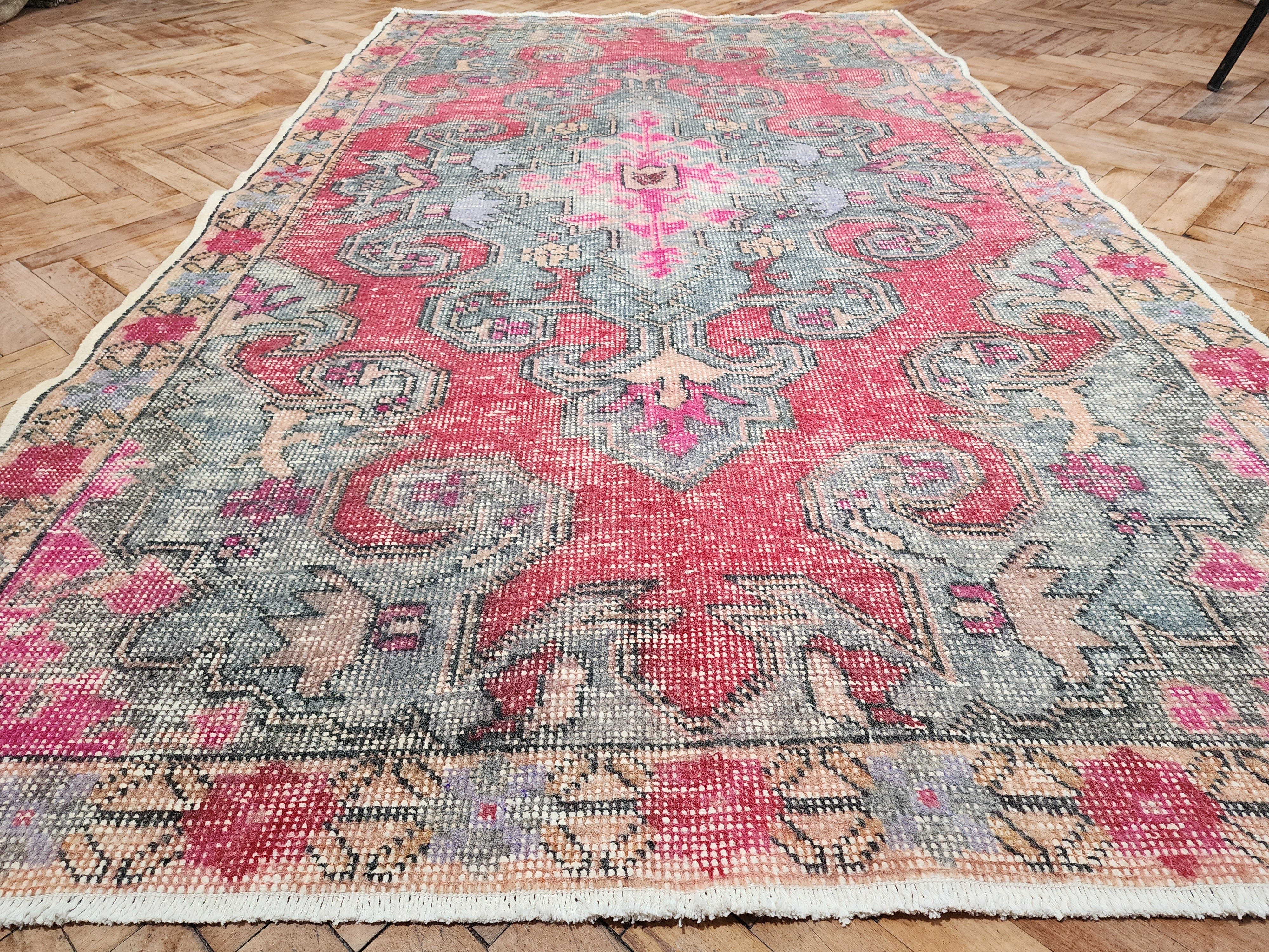 Kayseri Turkish Rug, Vintage Handmade Organic Wool Rug ''7"x4'2"