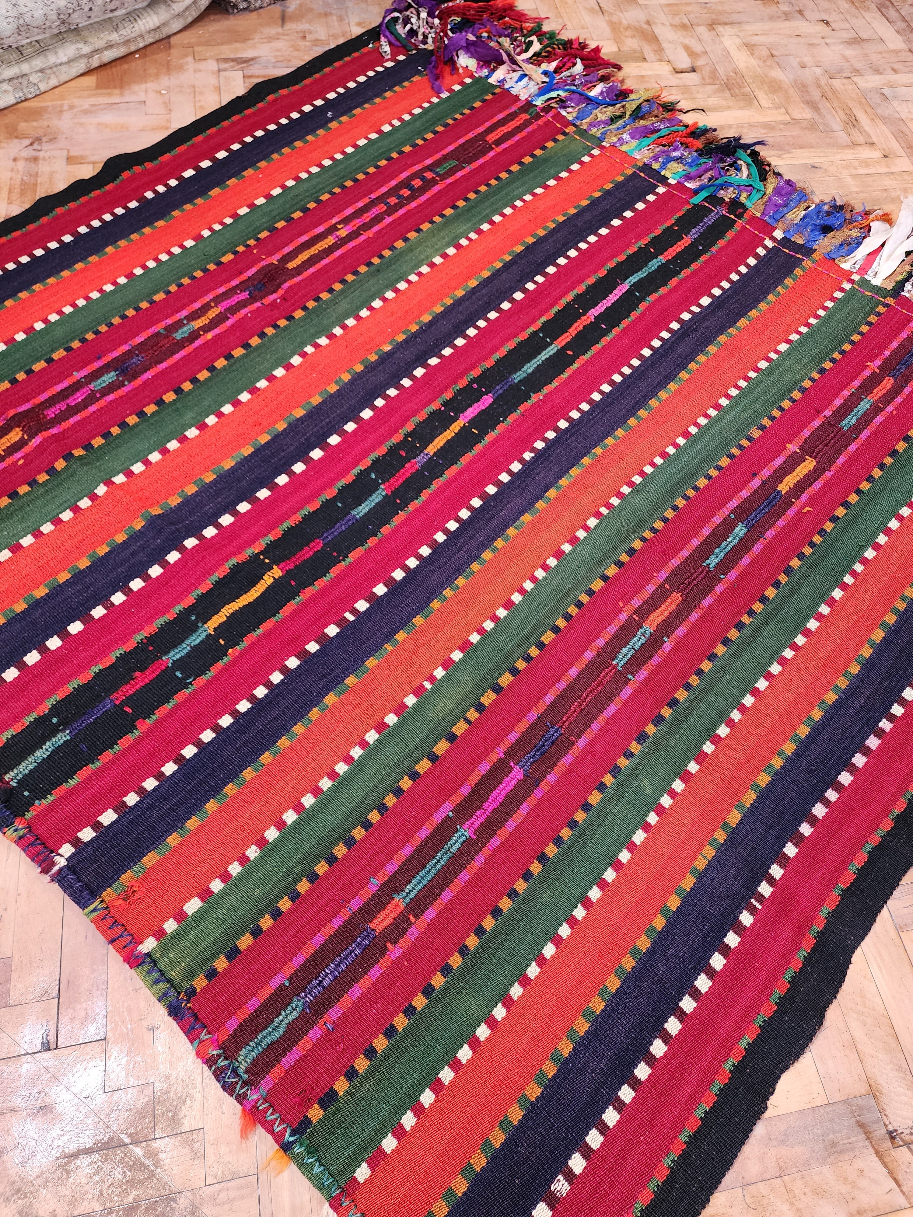 antique Kilim Wool Area Rug — detail texture