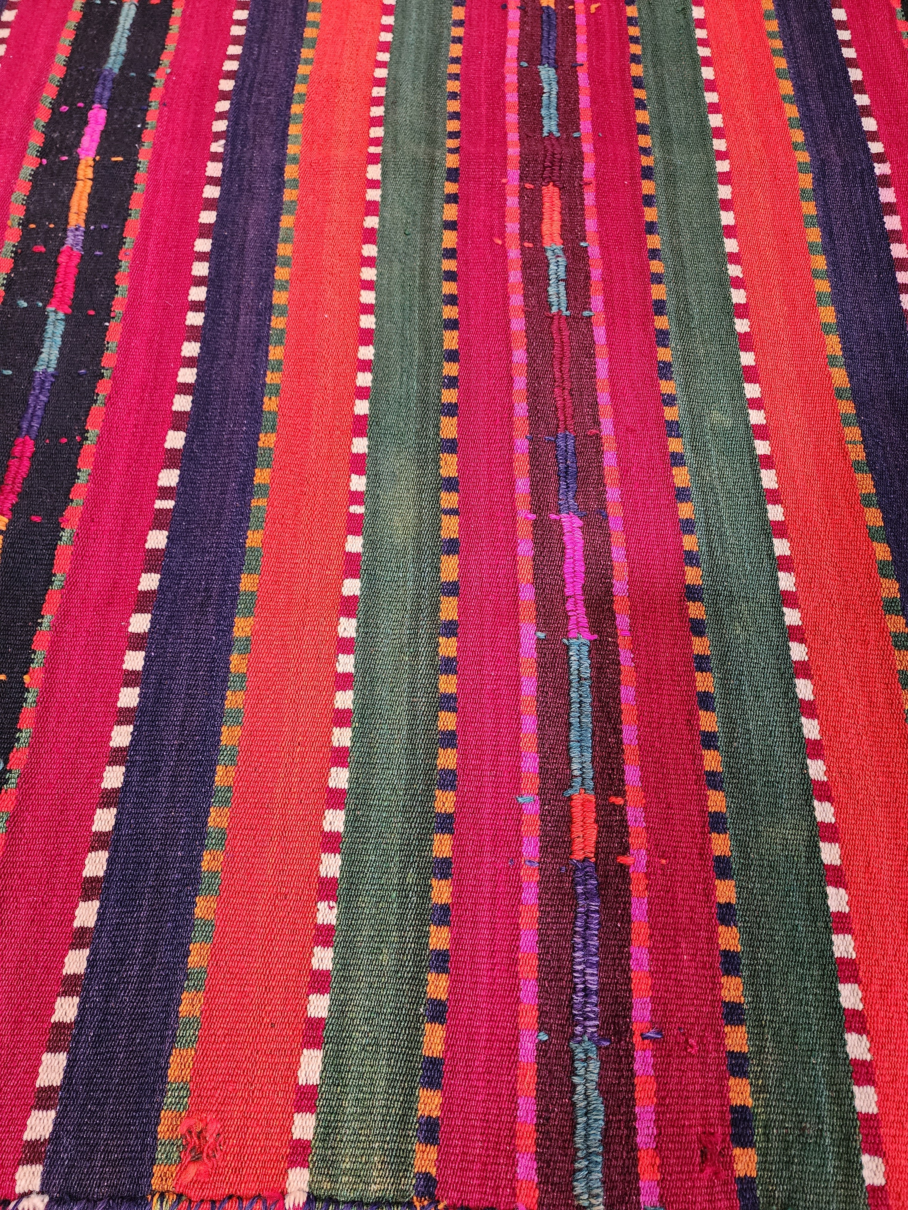 antique Kilim Wool Area Rug — pattern close-up