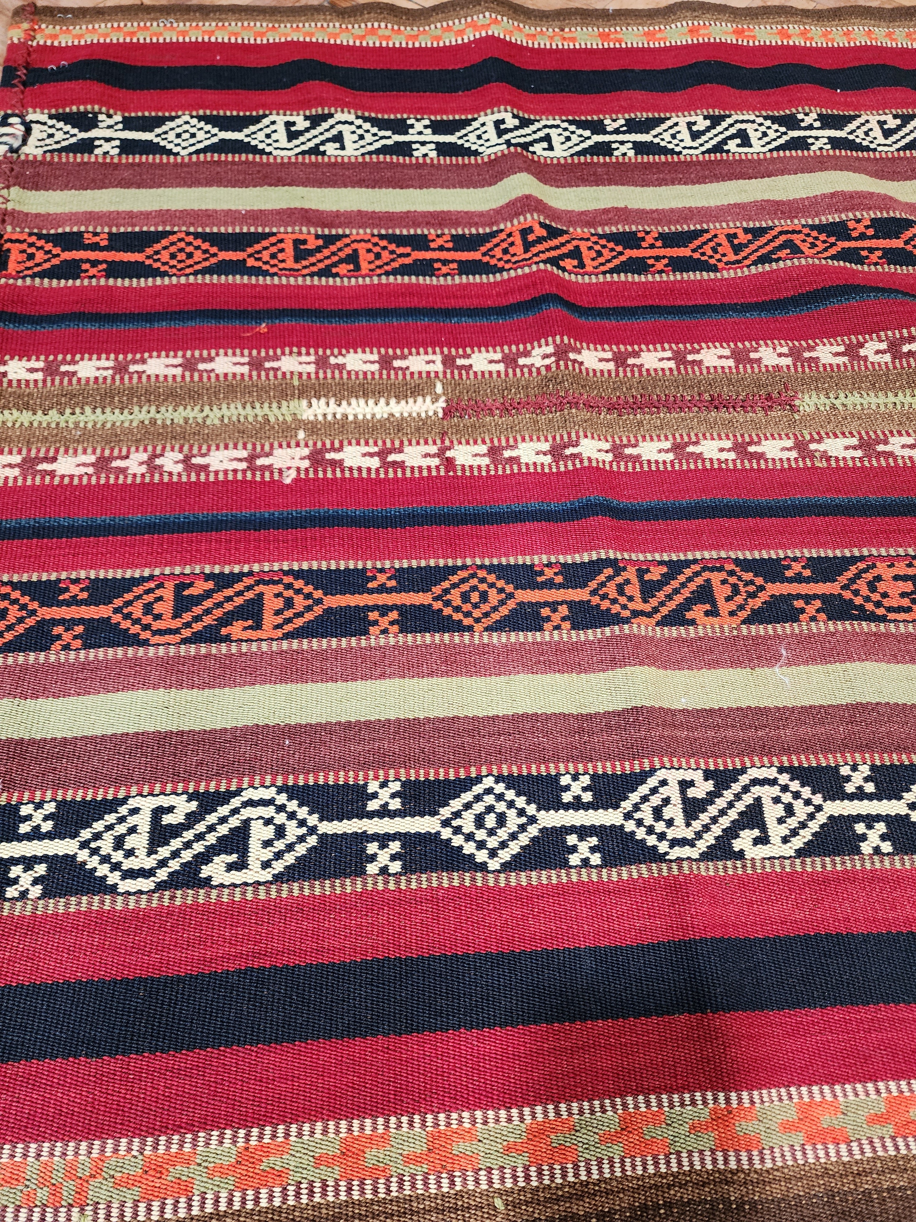 antique Kilim Wool Area Rug — corner detail