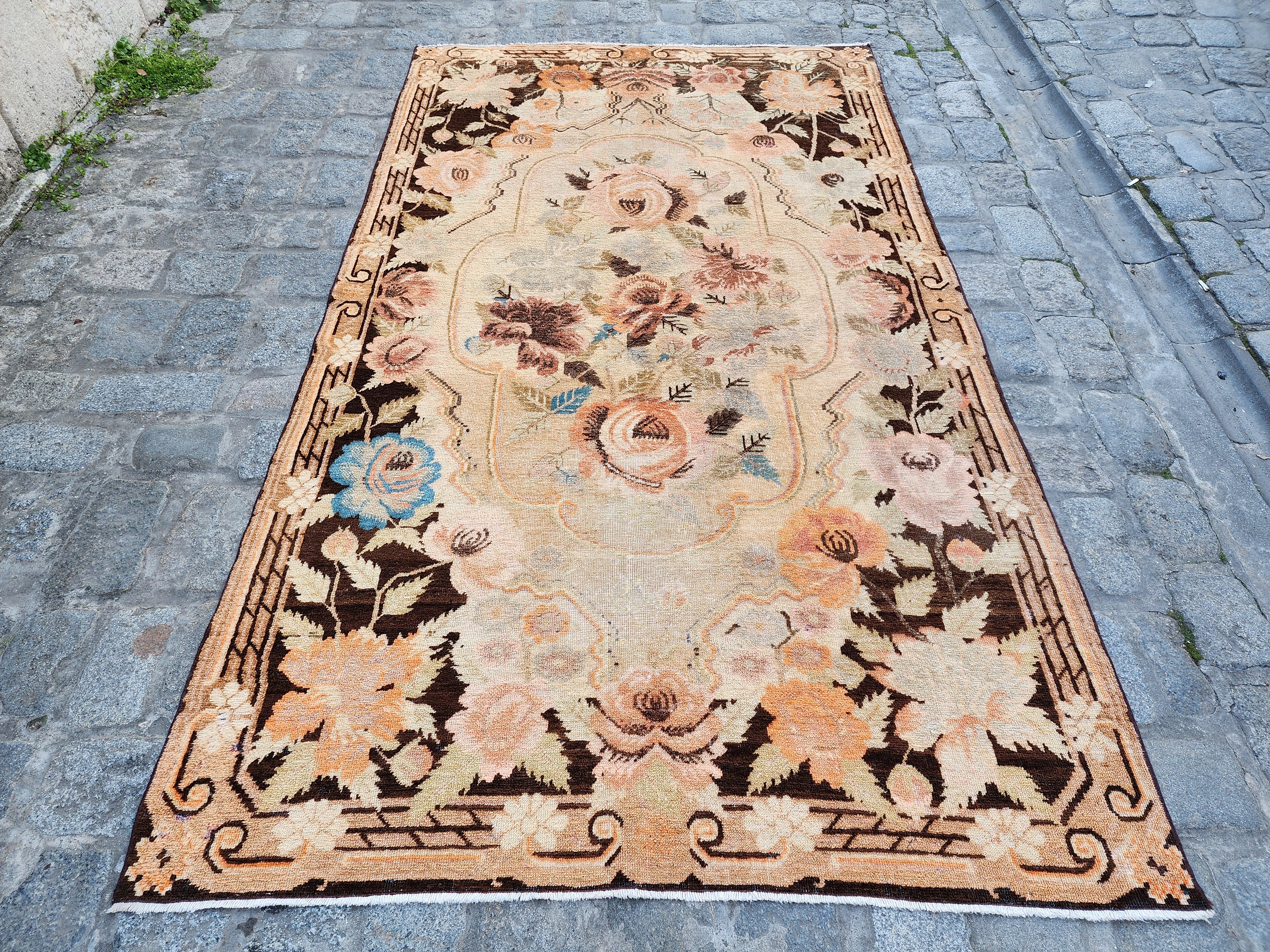antique Turkish Area Rug — detail texture