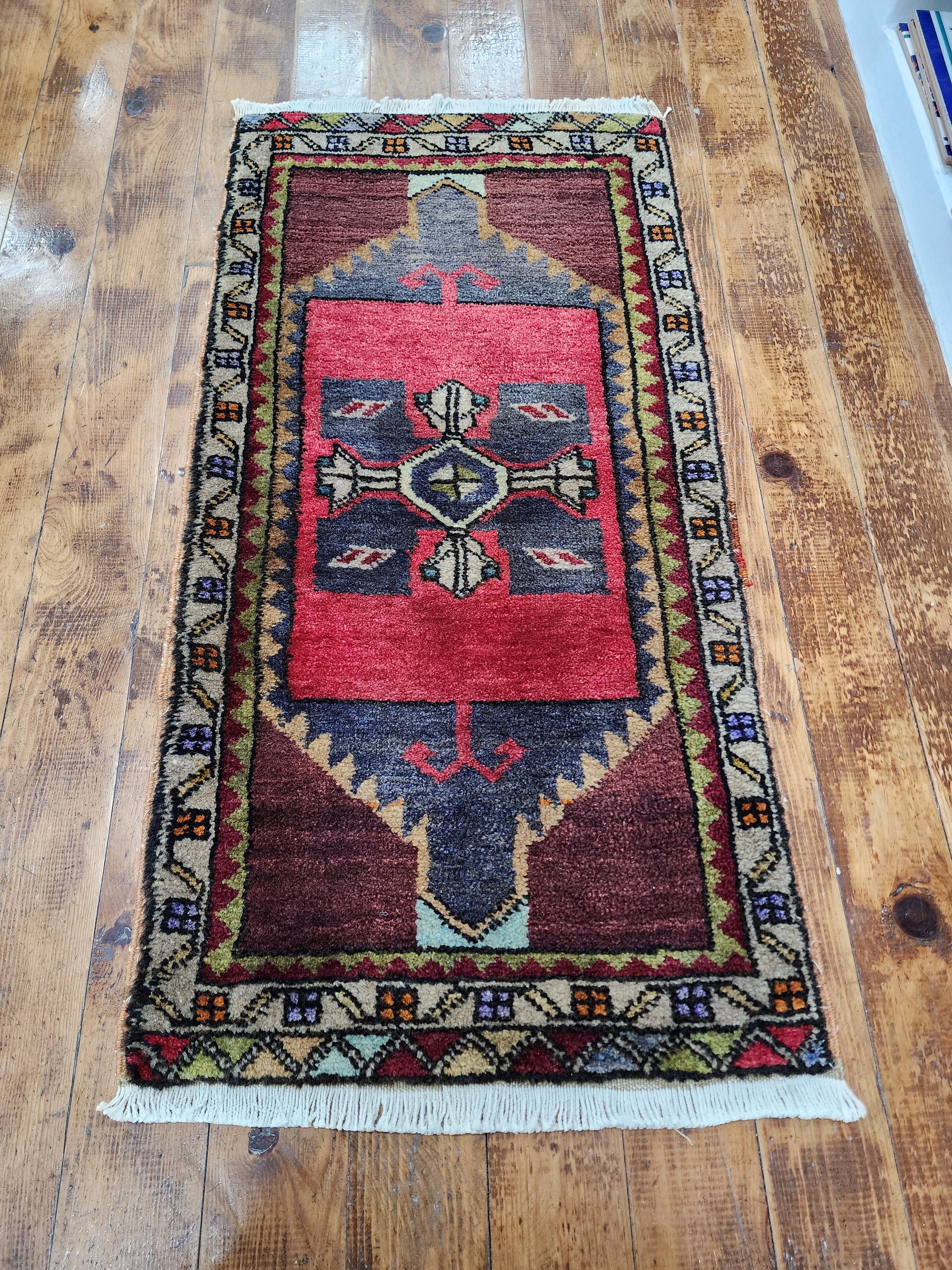 vintage Anatolian Small Rug — back view