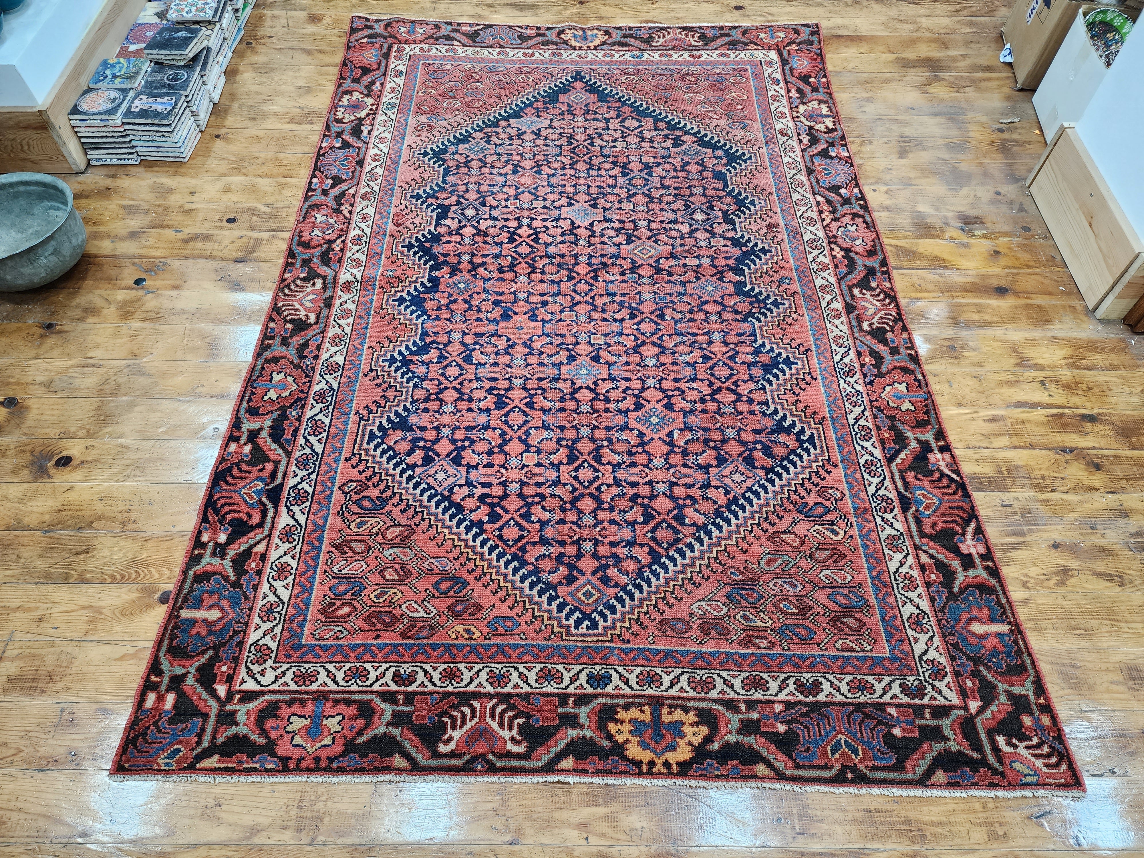 antique Persian Wool Small Rug — detail texture