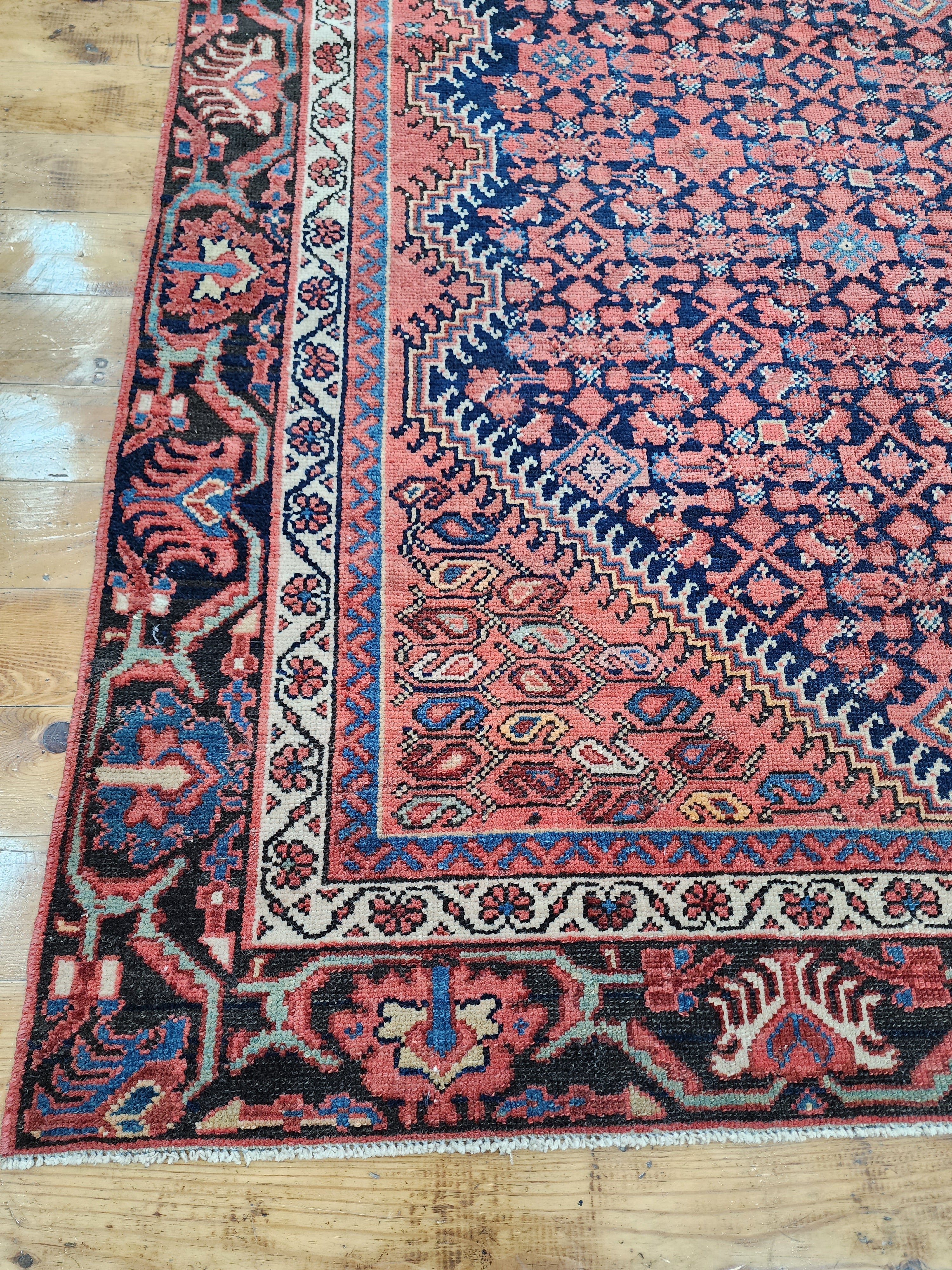 antique Persian Wool Small Rug — pattern close-up