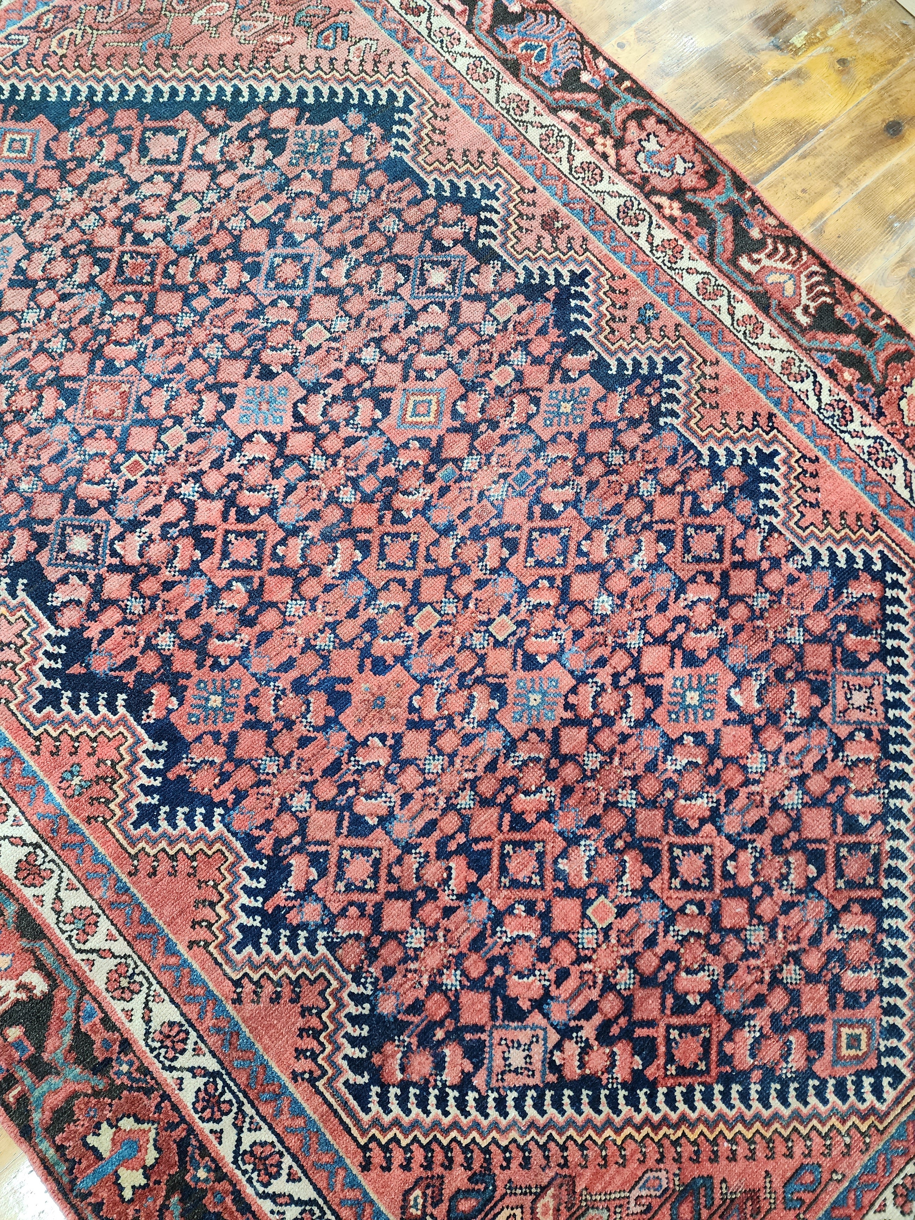 antique Persian Wool Small Rug — corner detail