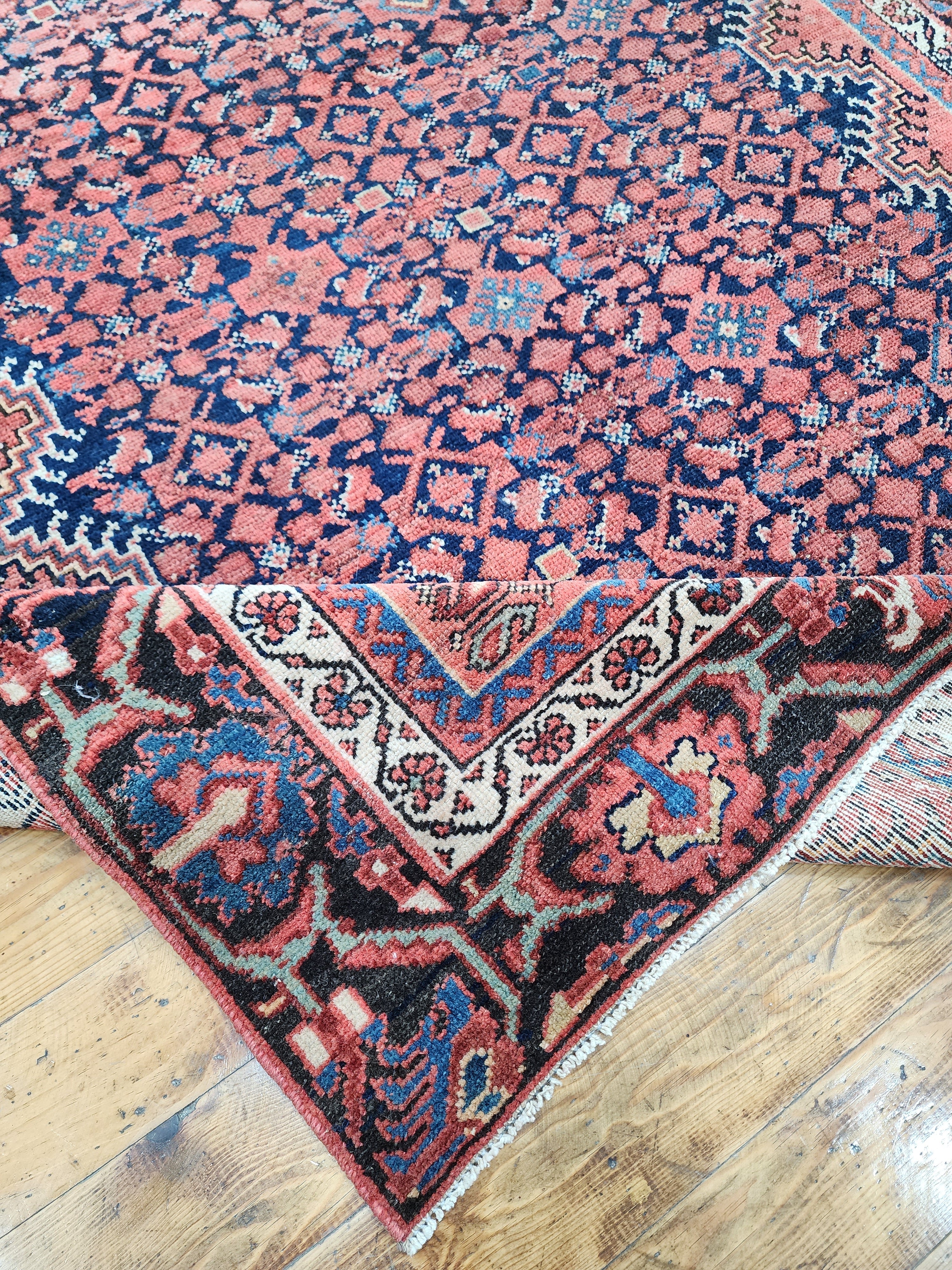 antique Persian Wool Small Rug — border pattern