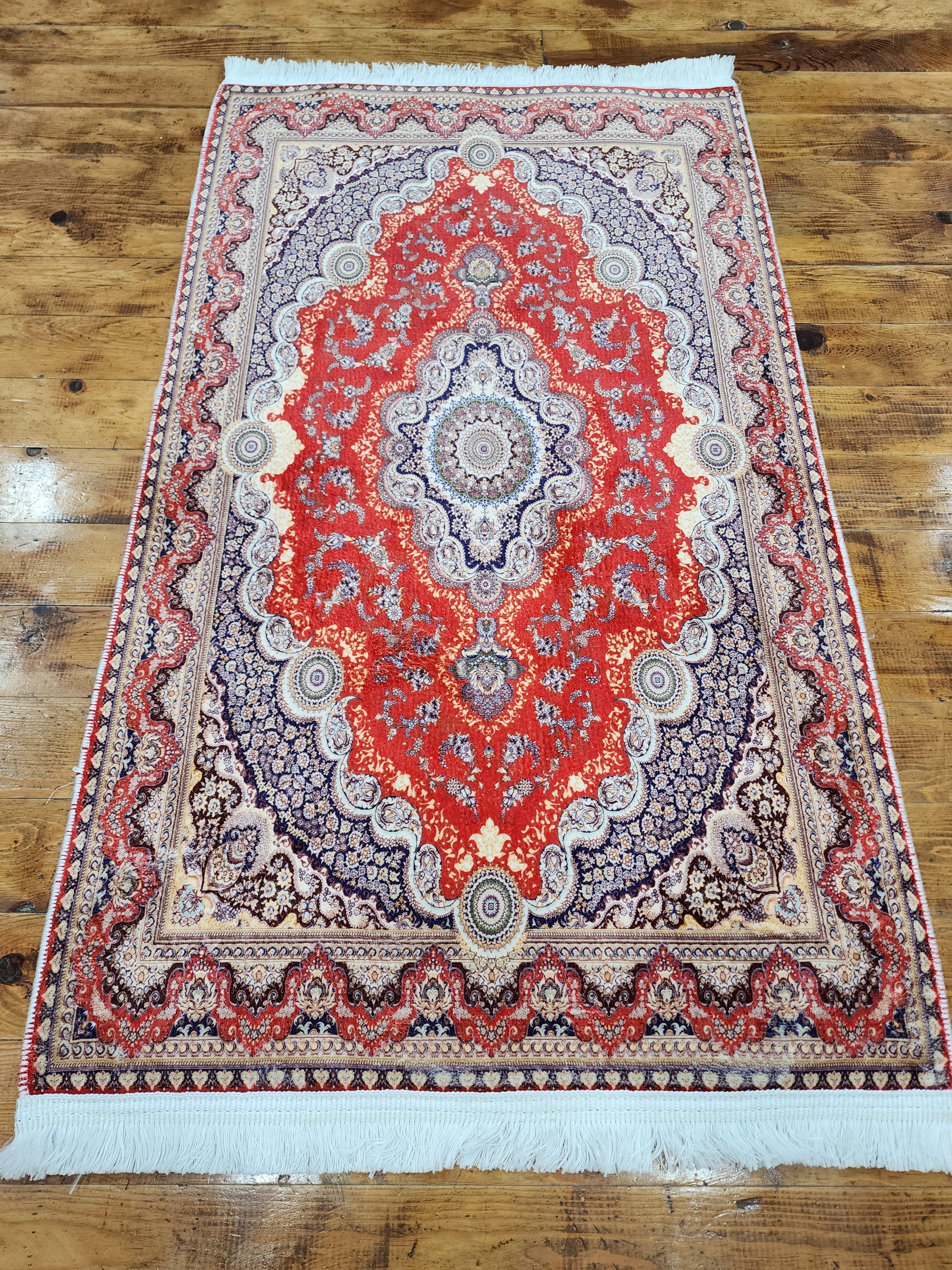 TURKISH BAMBOO SILK RUG, PERSIAN STYLE ORIENTAL VISCOSE SILK FLOOR RUG FOR HALL ENTRY LIVING ROOM OR BEDROOM 2 FT X 3 FT