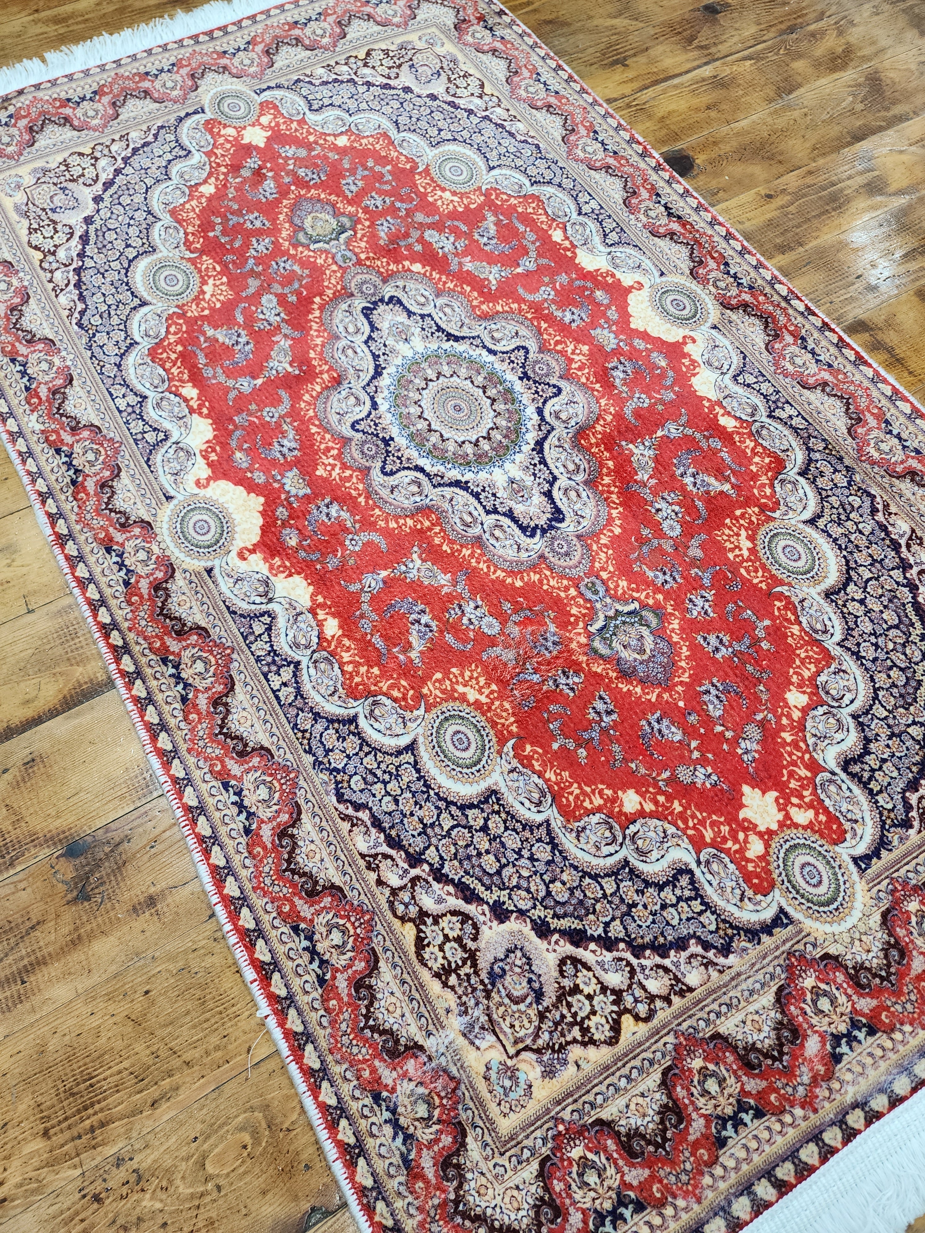 vintage Persian Silk Small Rug — detail texture