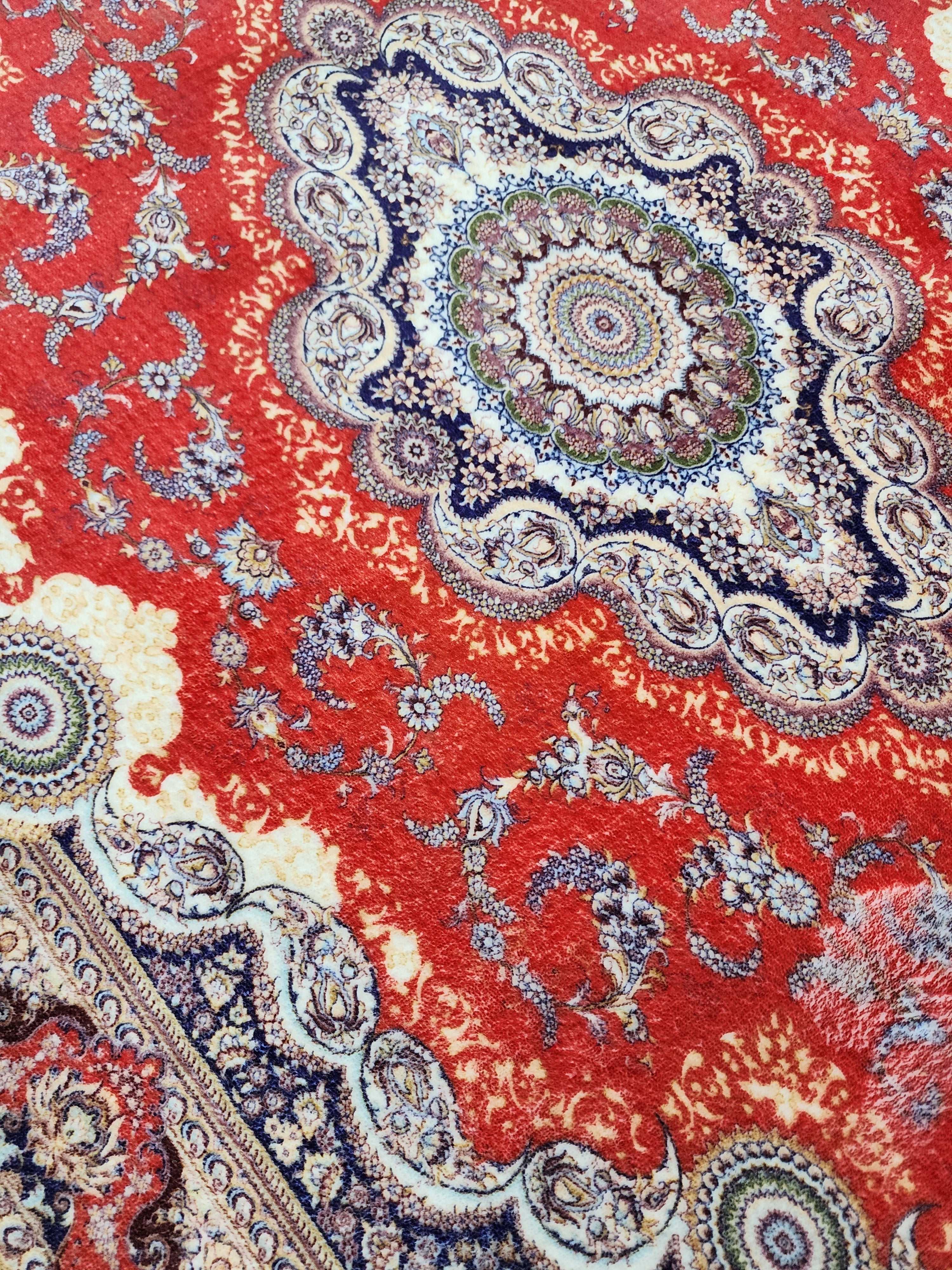 vintage Persian Silk Small Rug — pattern close-up