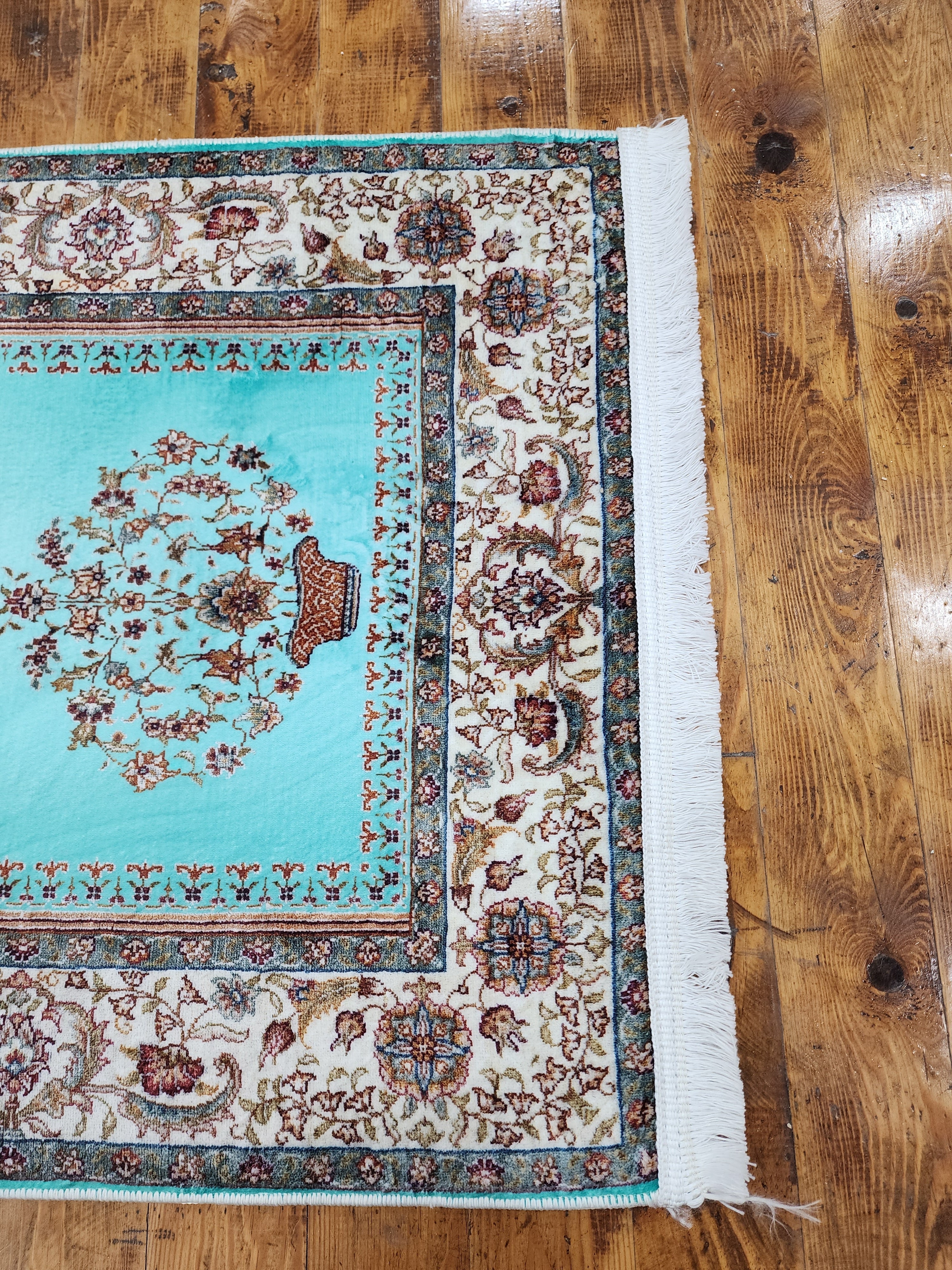 vintage Persian Silk Small Rug — detail texture