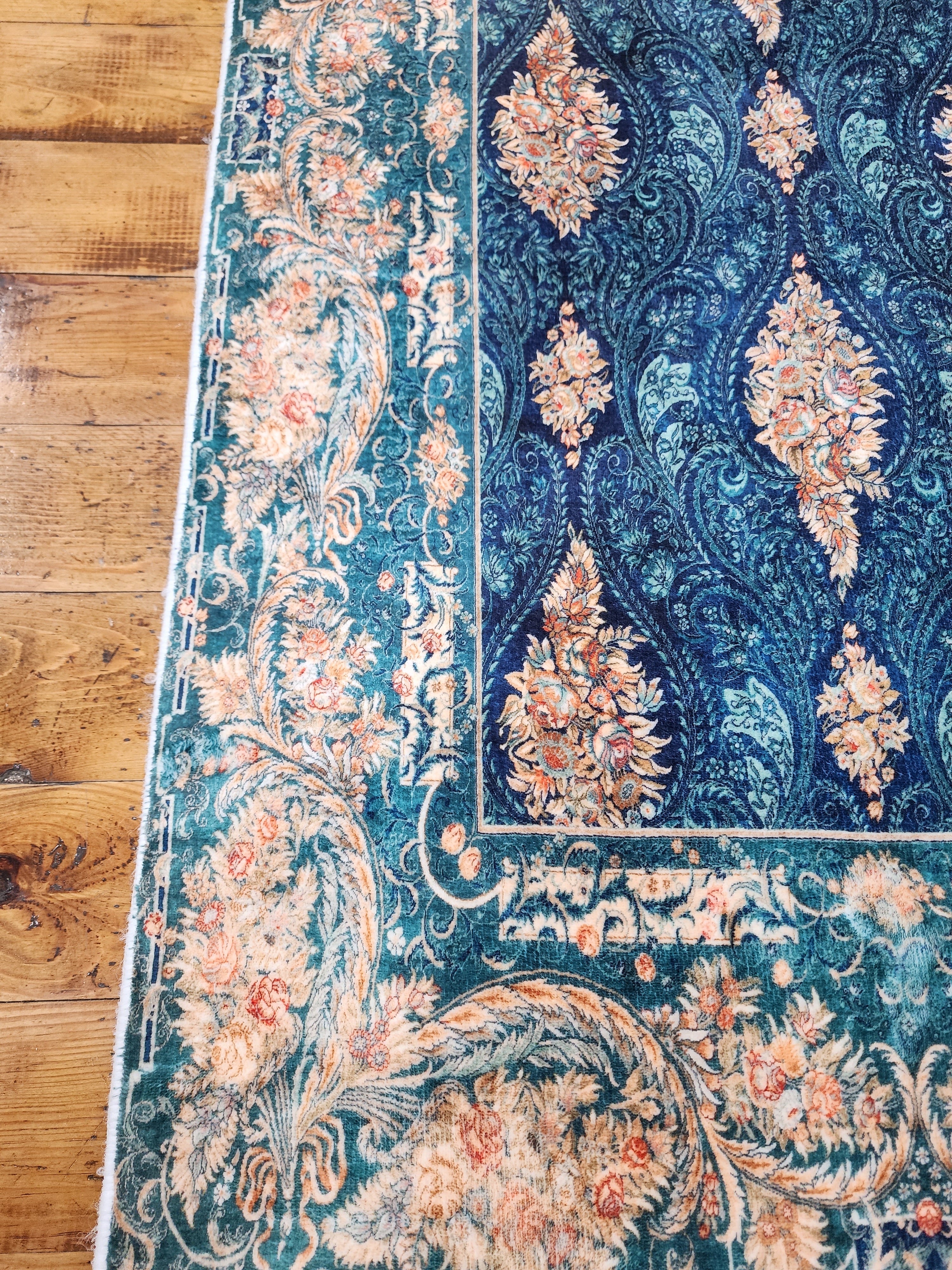 vintage Persian Silk Small Rug — pattern close-up