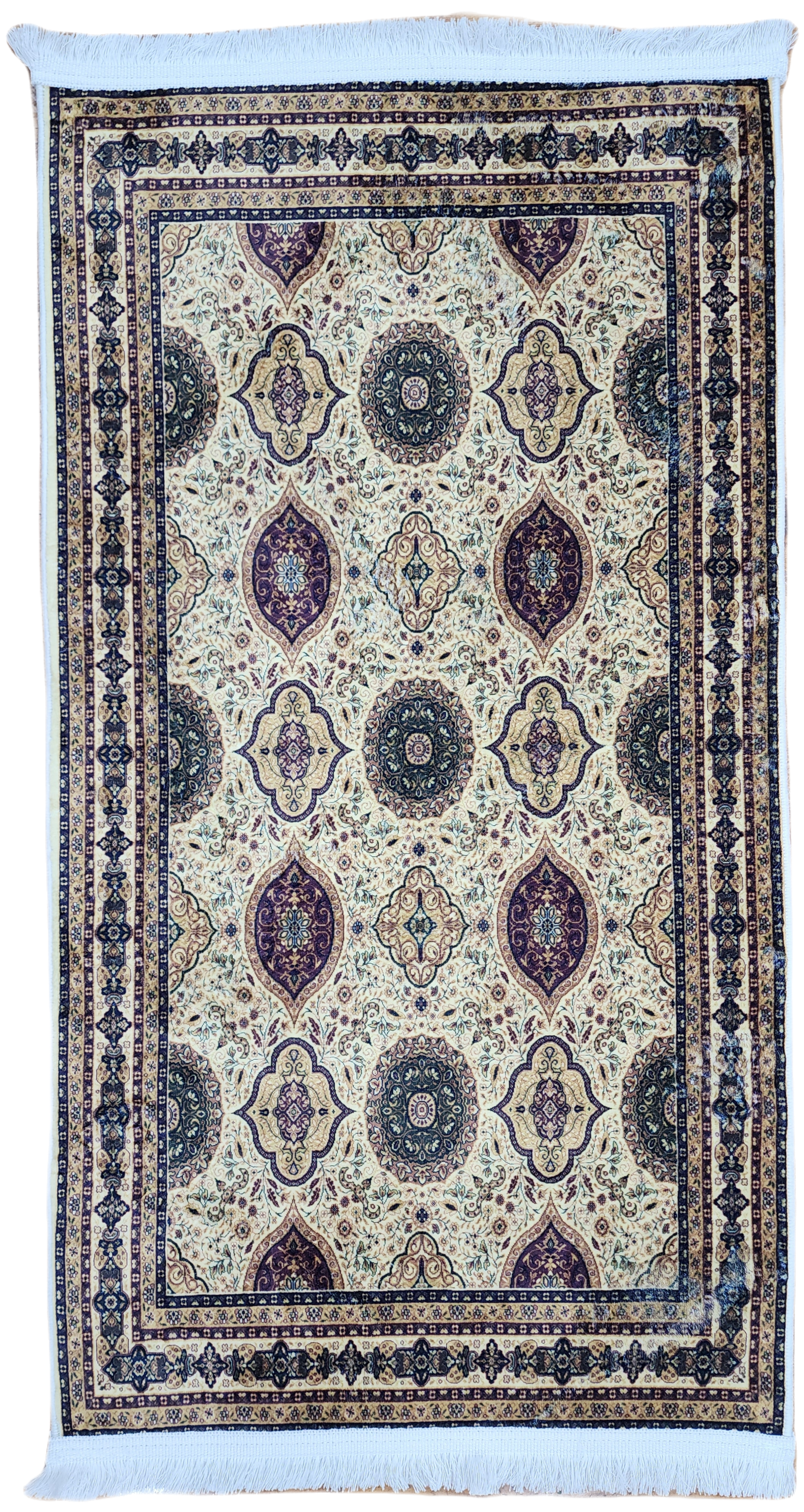 TURKISH BAMBOO SILK RUG, PERSIAN STYLE ORIENTAL VISCOSE SILK FLOOR RUG FOR HALL ENTRY LIVING ROOM OR BEDROOM 2 FT X 3 FT