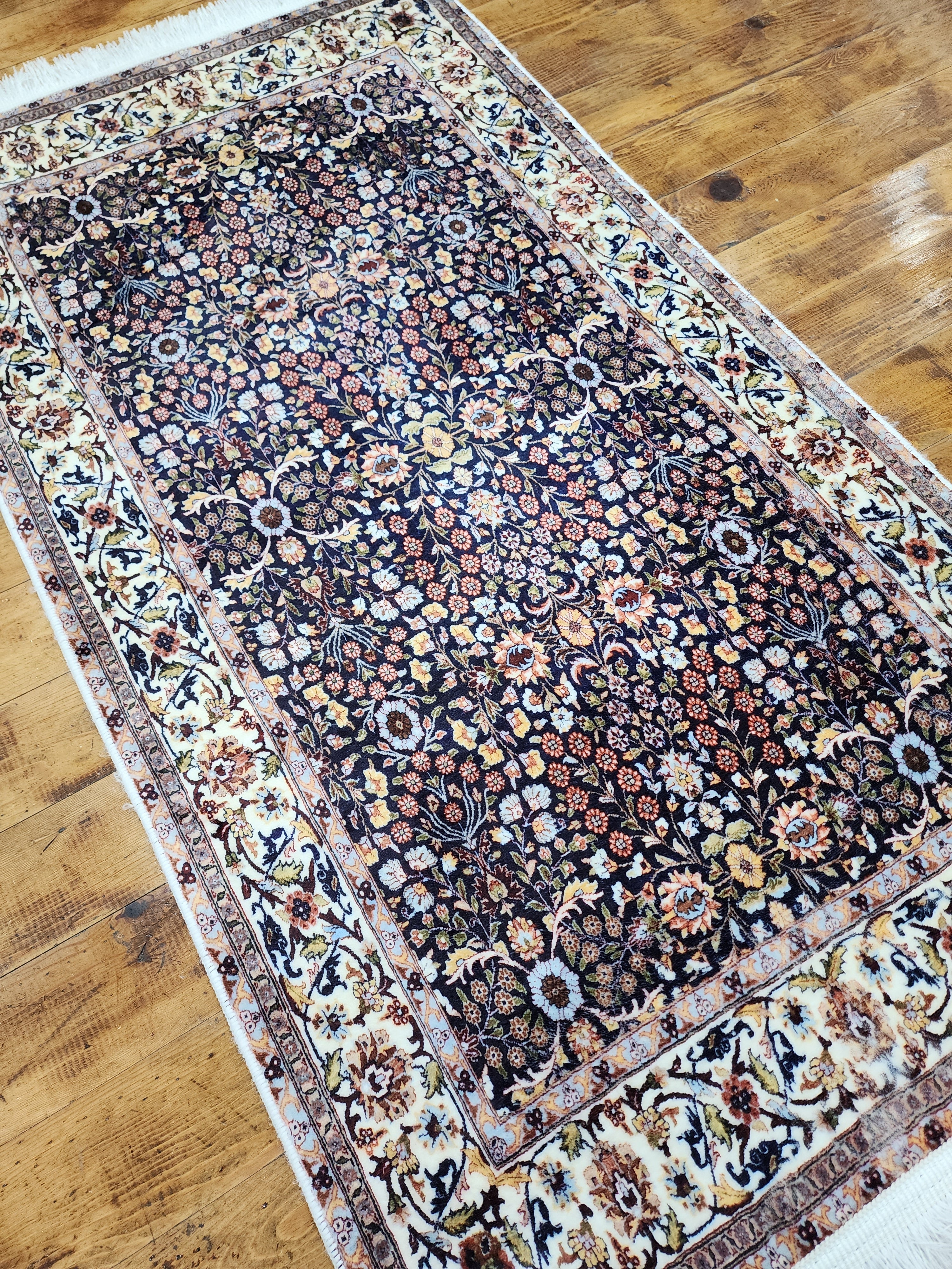 vintage Persian Silk Small Rug — detail texture