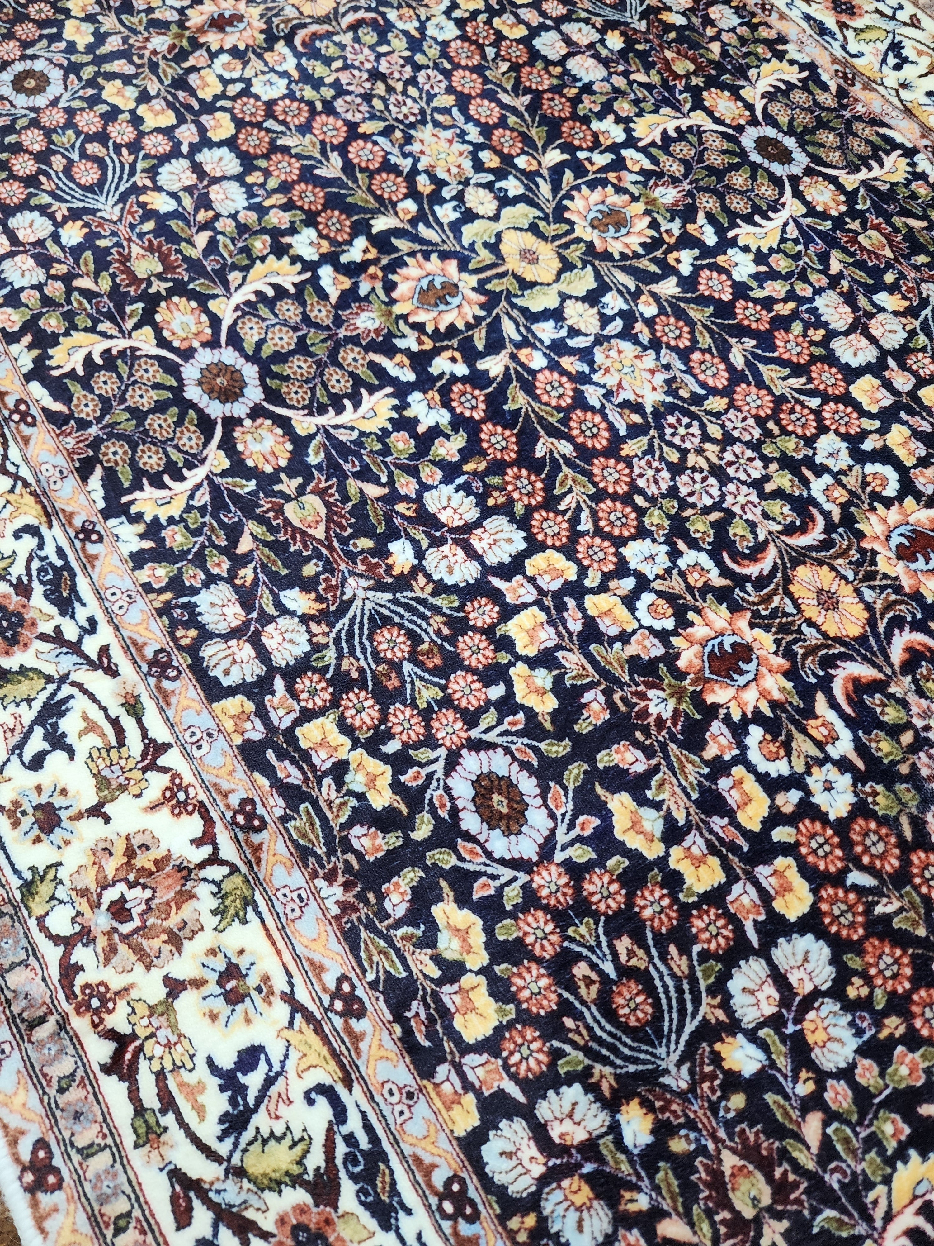 vintage Persian Silk Small Rug — pattern close-up