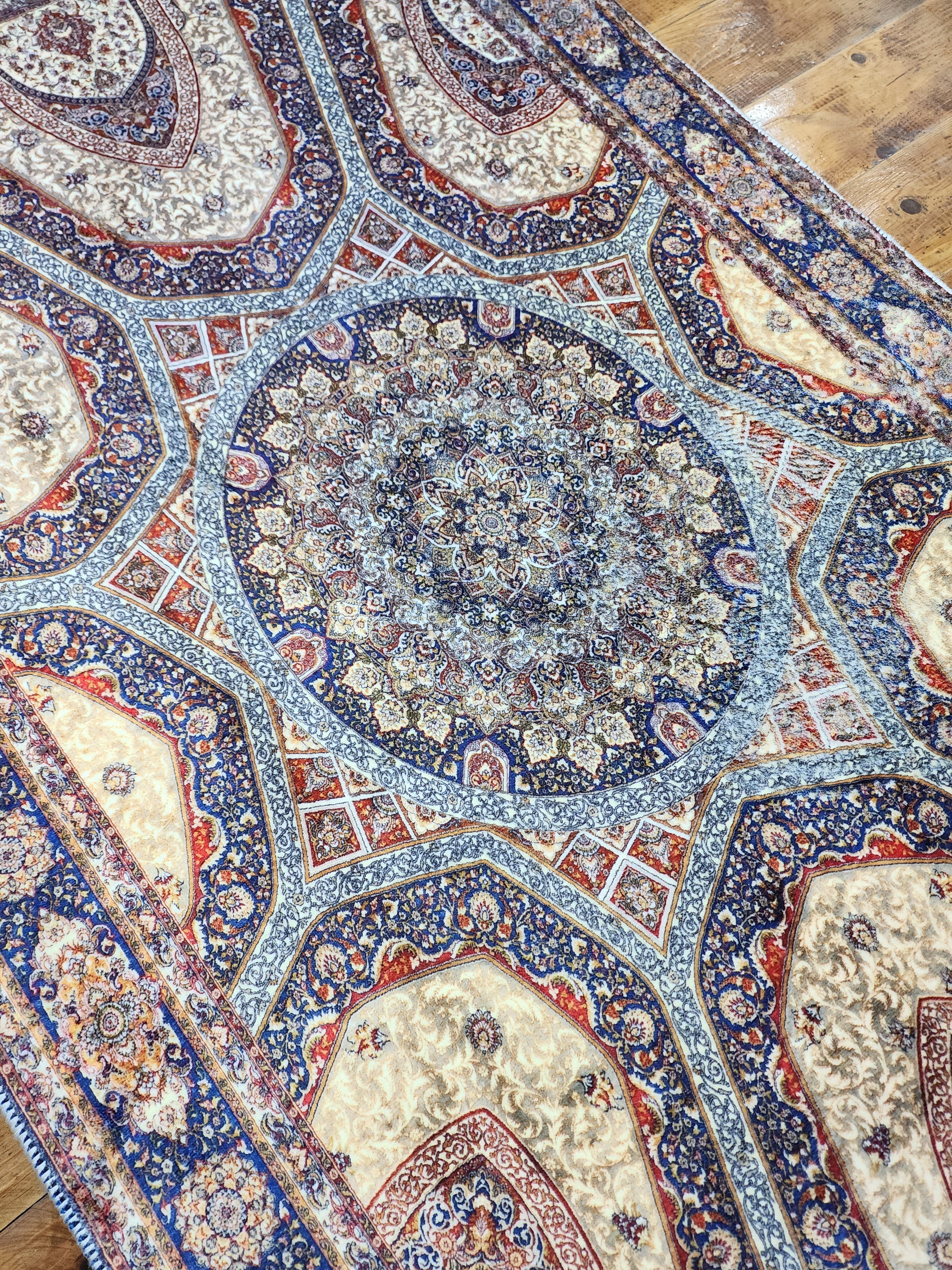 vintage Persian Silk Small Rug — pattern close-up