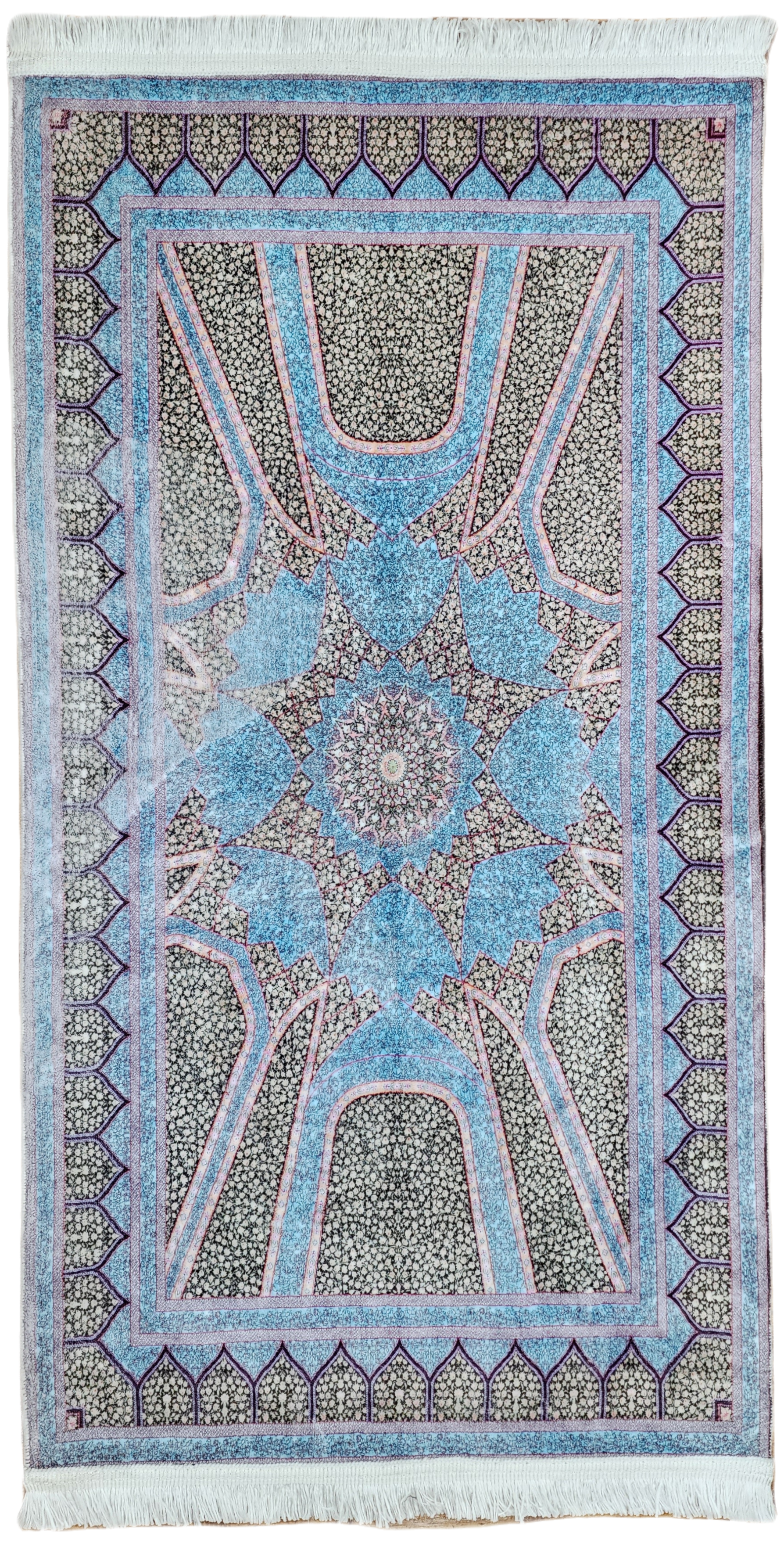 TURKISH BAMBOO SILK RUG, PERSIAN STYLE ORIENTAL VISCOSE SILK FLOOR RUG FOR HALL ENTRY LIVING ROOM OR BEDROOM 2 FT X 3 FT