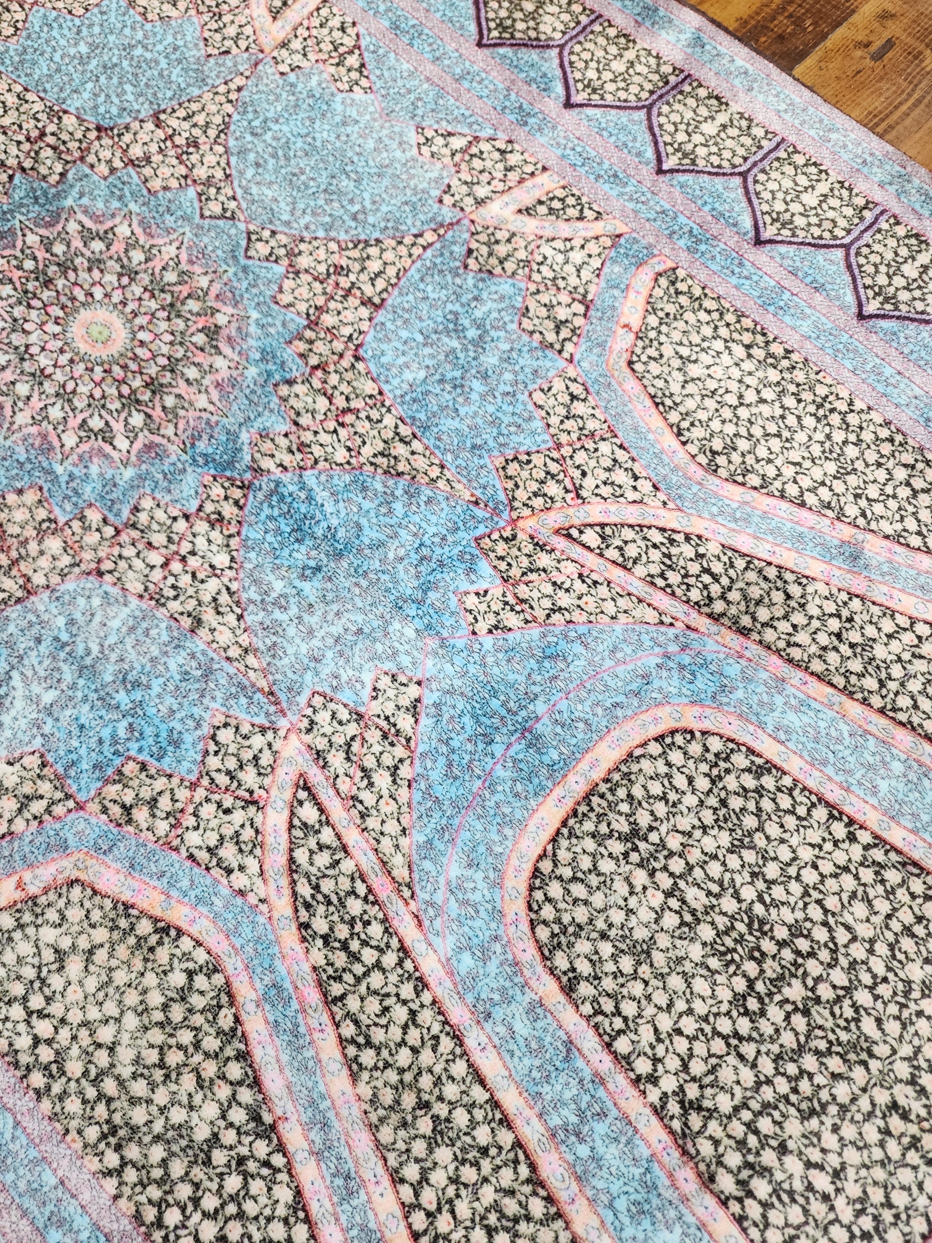 vintage Persian Silk Small Rug — pattern close-up