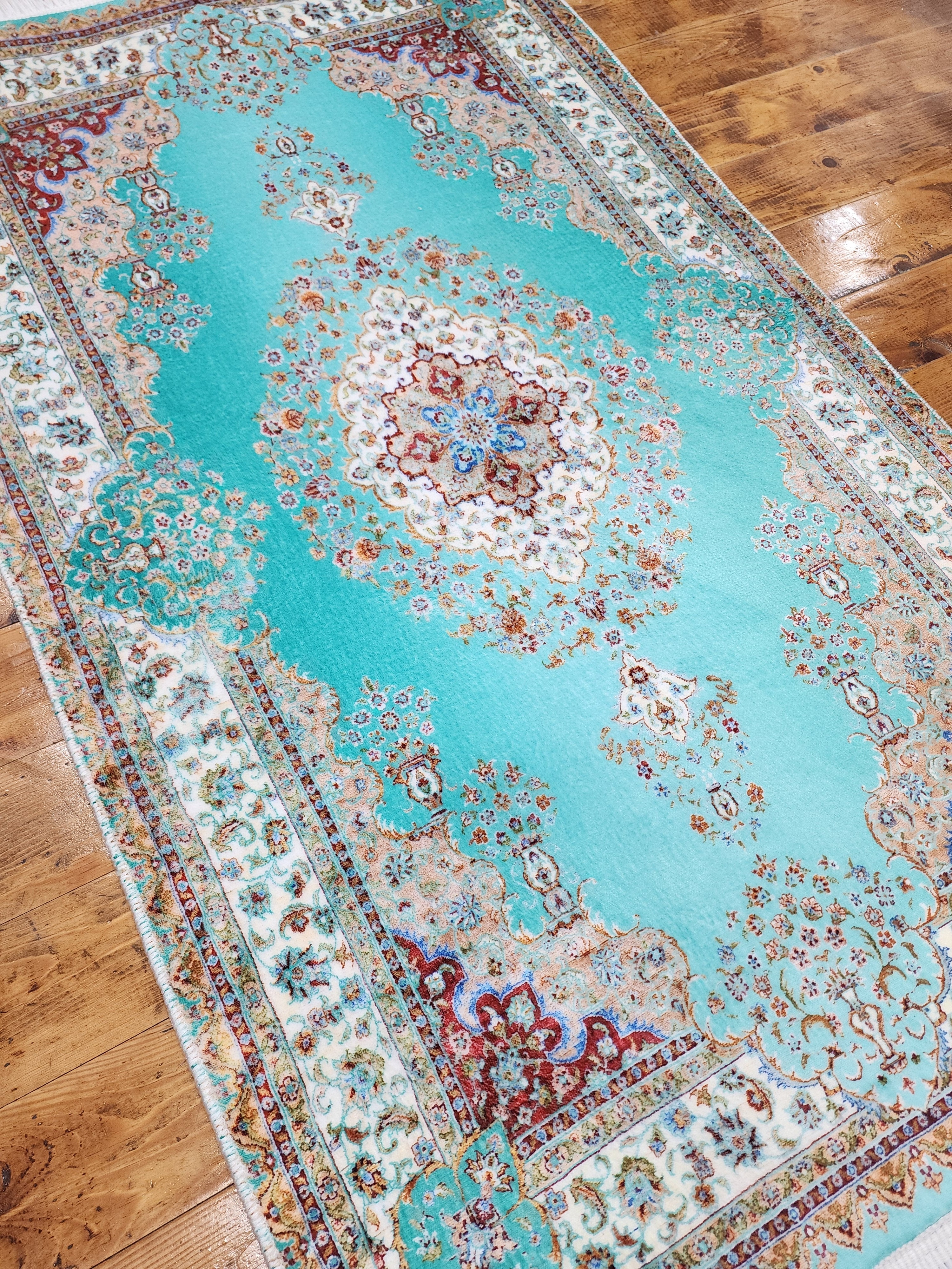 vintage Persian Silk Small Rug — detail texture