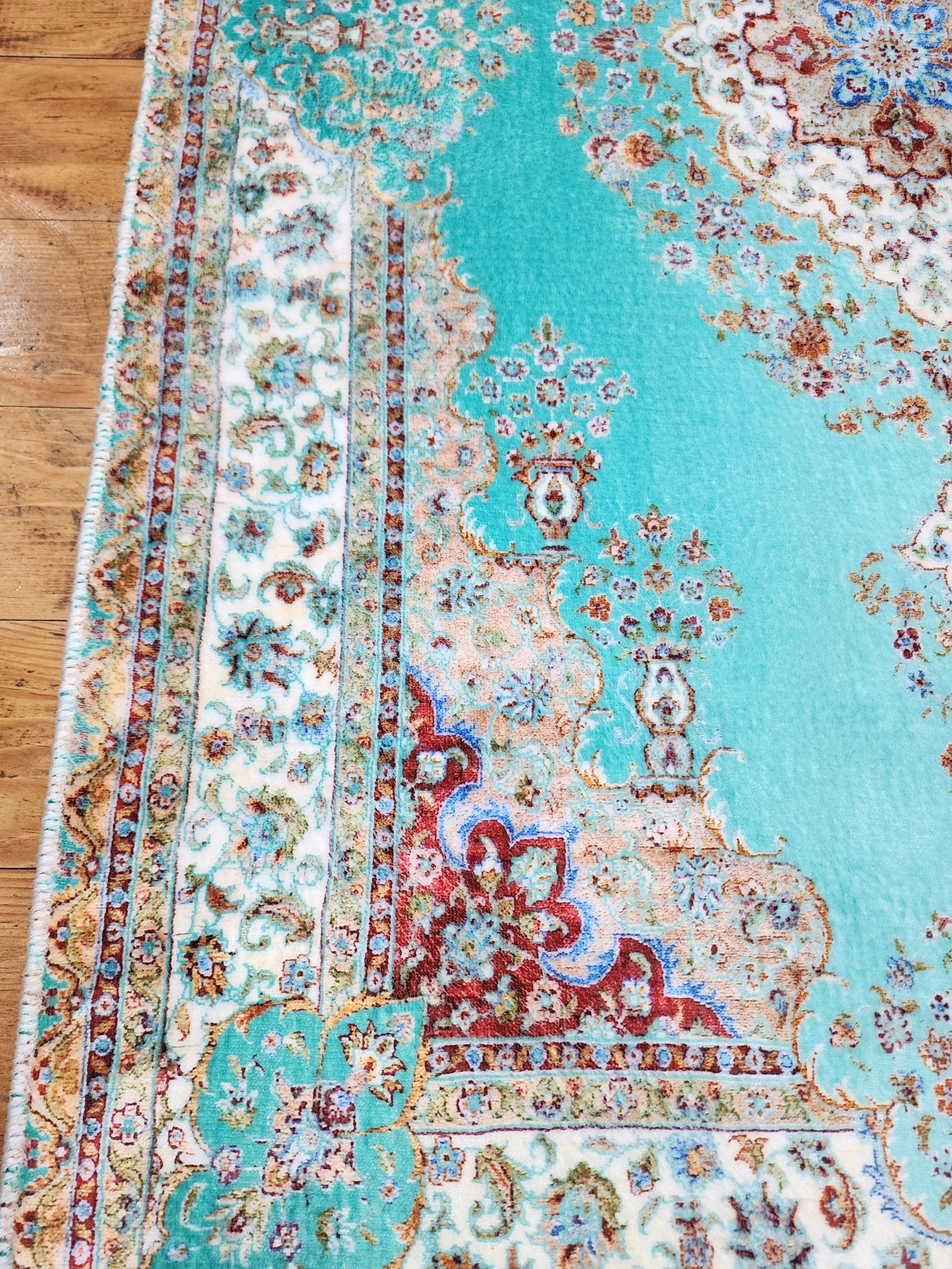 vintage Persian Silk Small Rug — pattern close-up